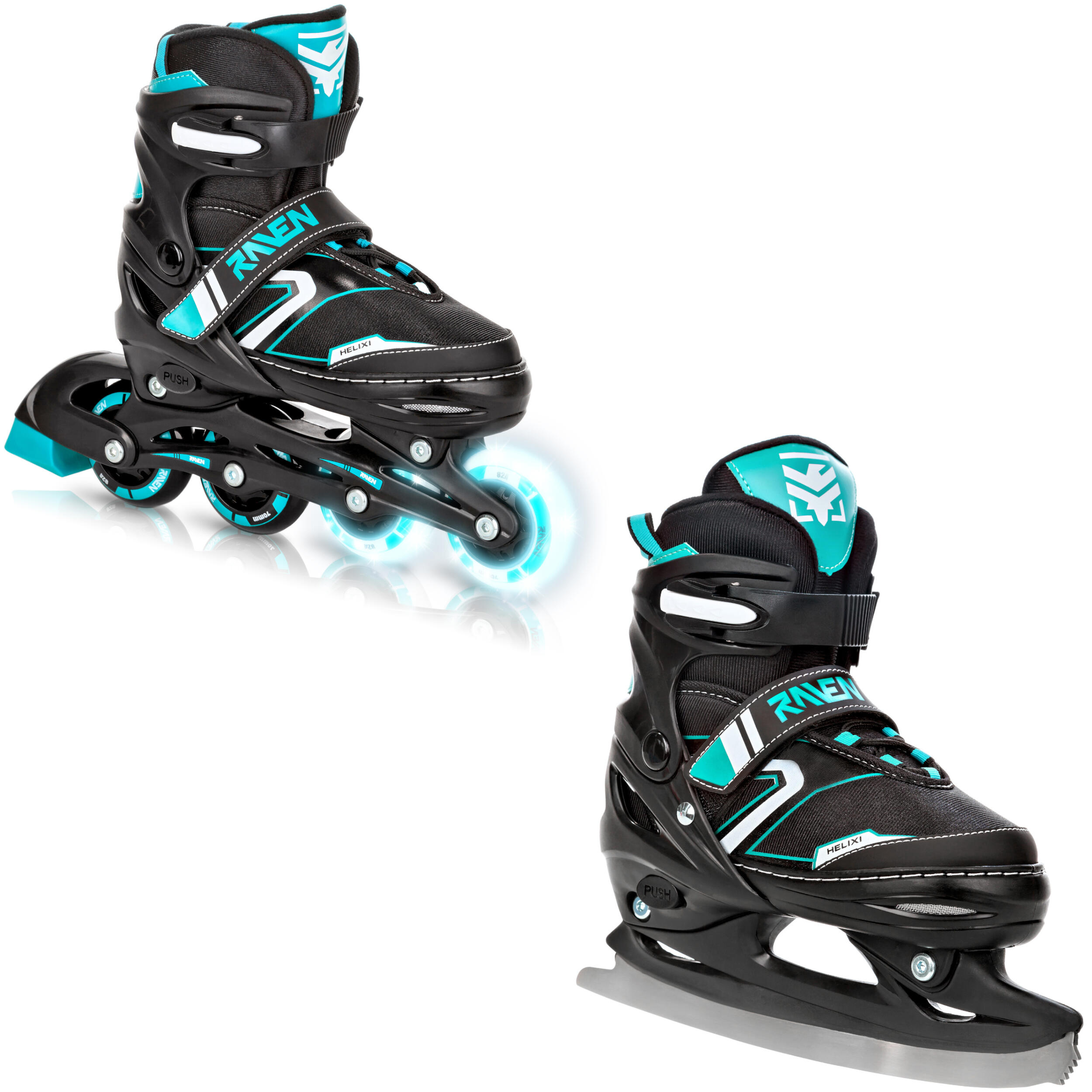 Rolki Łyżwy 2w1 Regulowane Raven Helixi Kółka LED