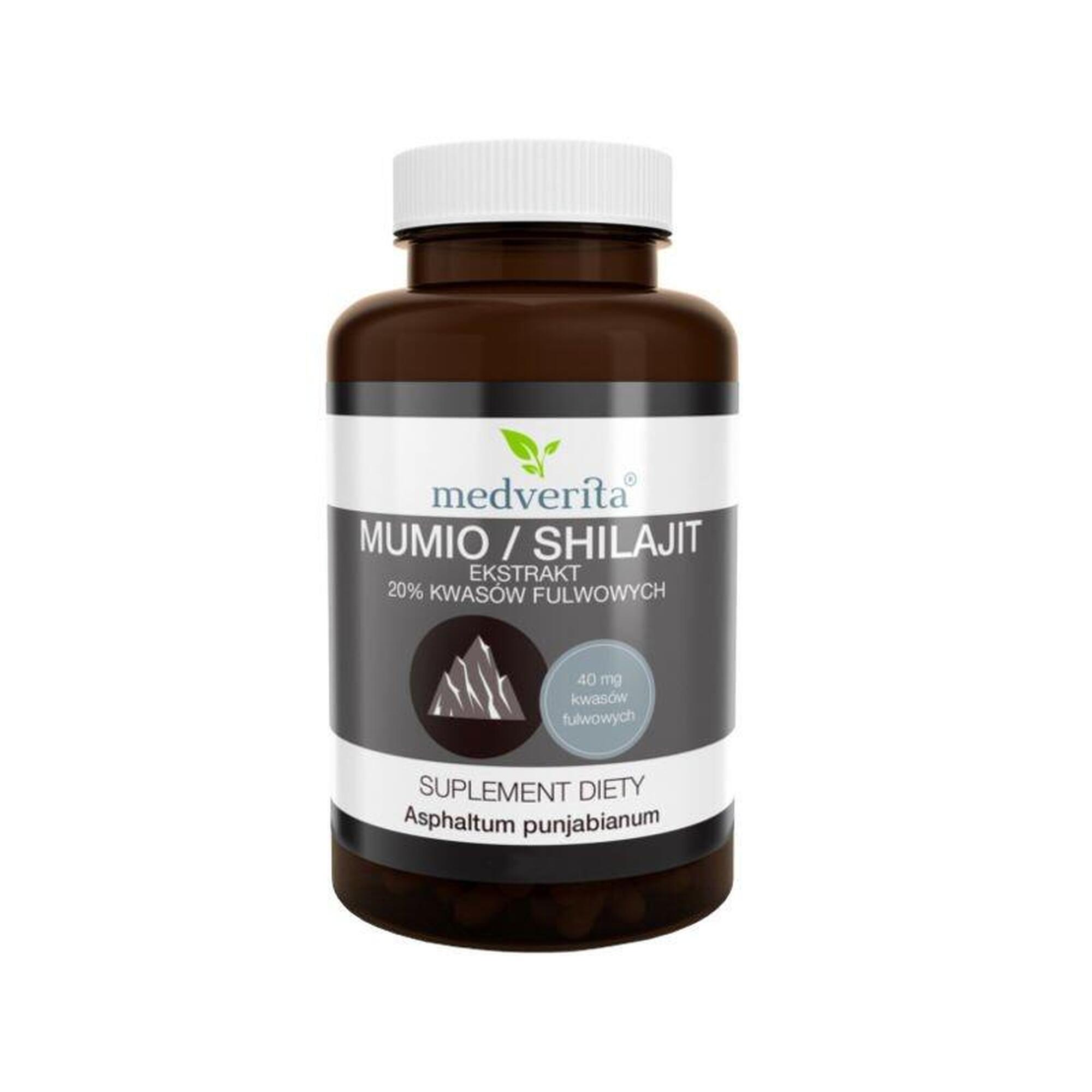 Mumio / Shilajit Ekstrakt 20% Kwasów Fulwowych MEDVERITA 60 kaps