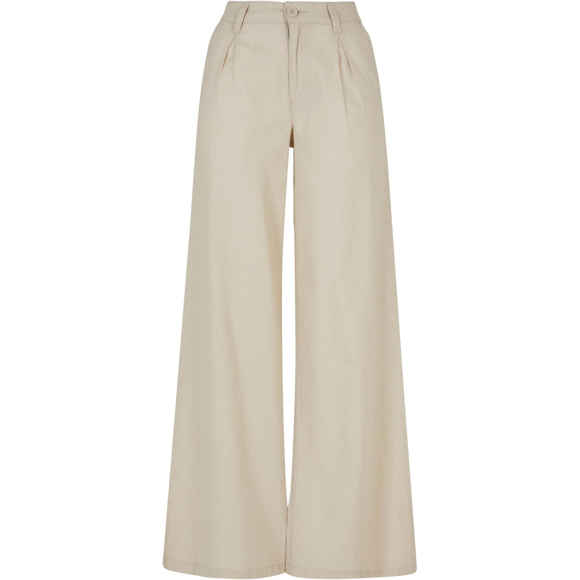 Kobiety/Panie Lniane Szerokie Spodnie Z Wysokimi Stanami