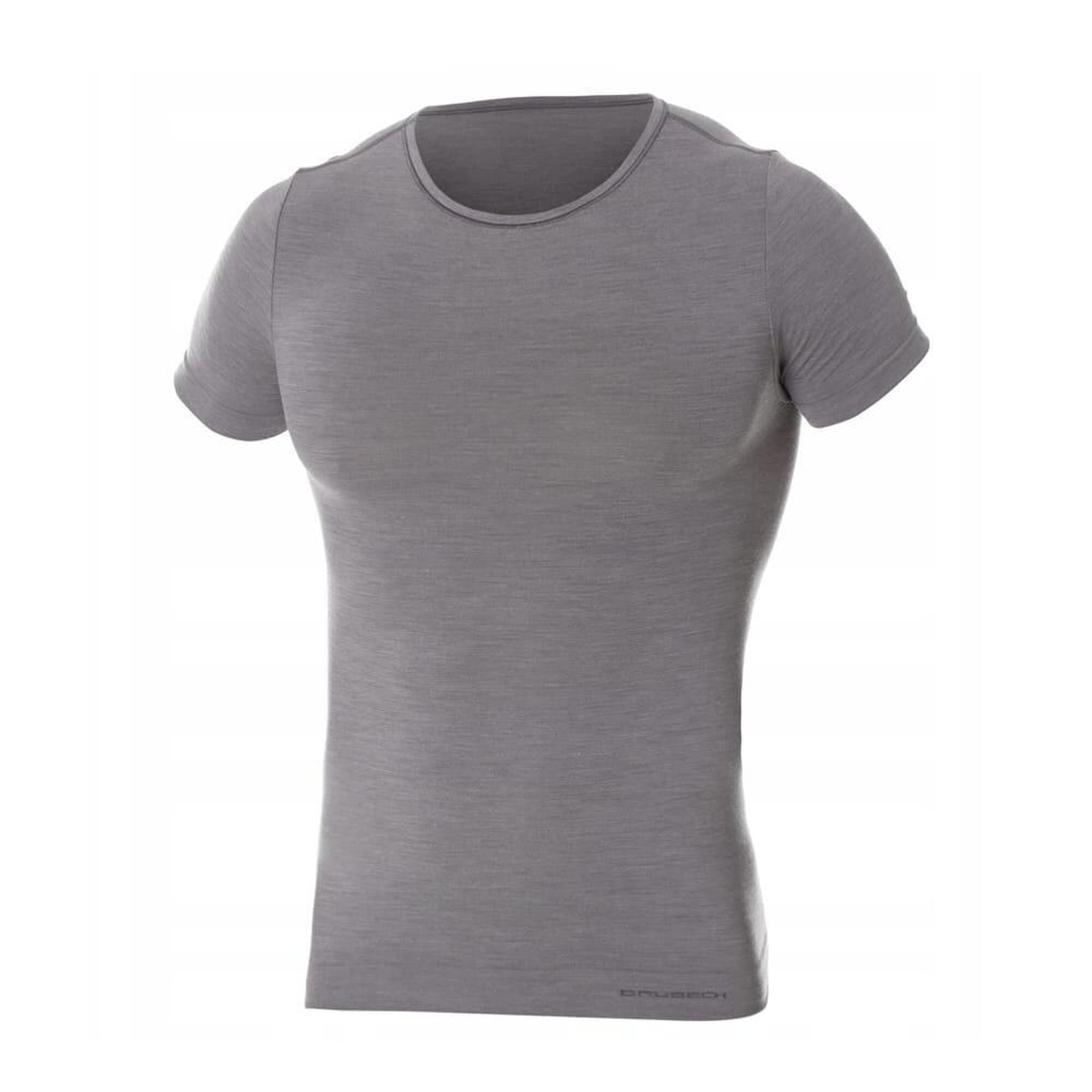 Koszulka męska z krótkim rękawem Brubeck Comfort Wool ciemnoszary XL LS1103M