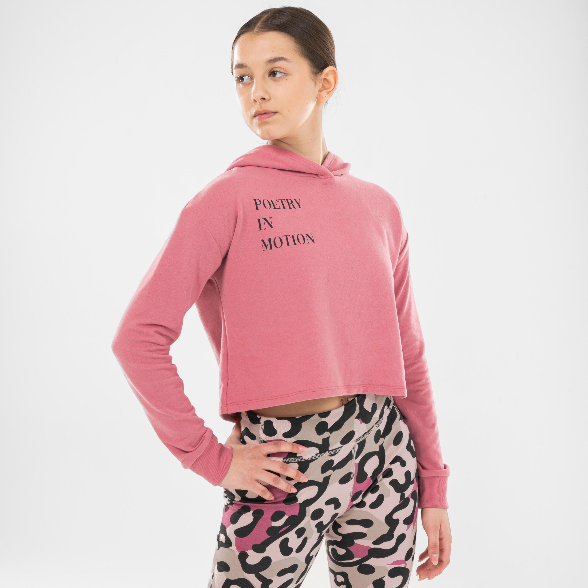 Bluza do tańca modern jazz z kapturem dla dzieci Starever crop różowa