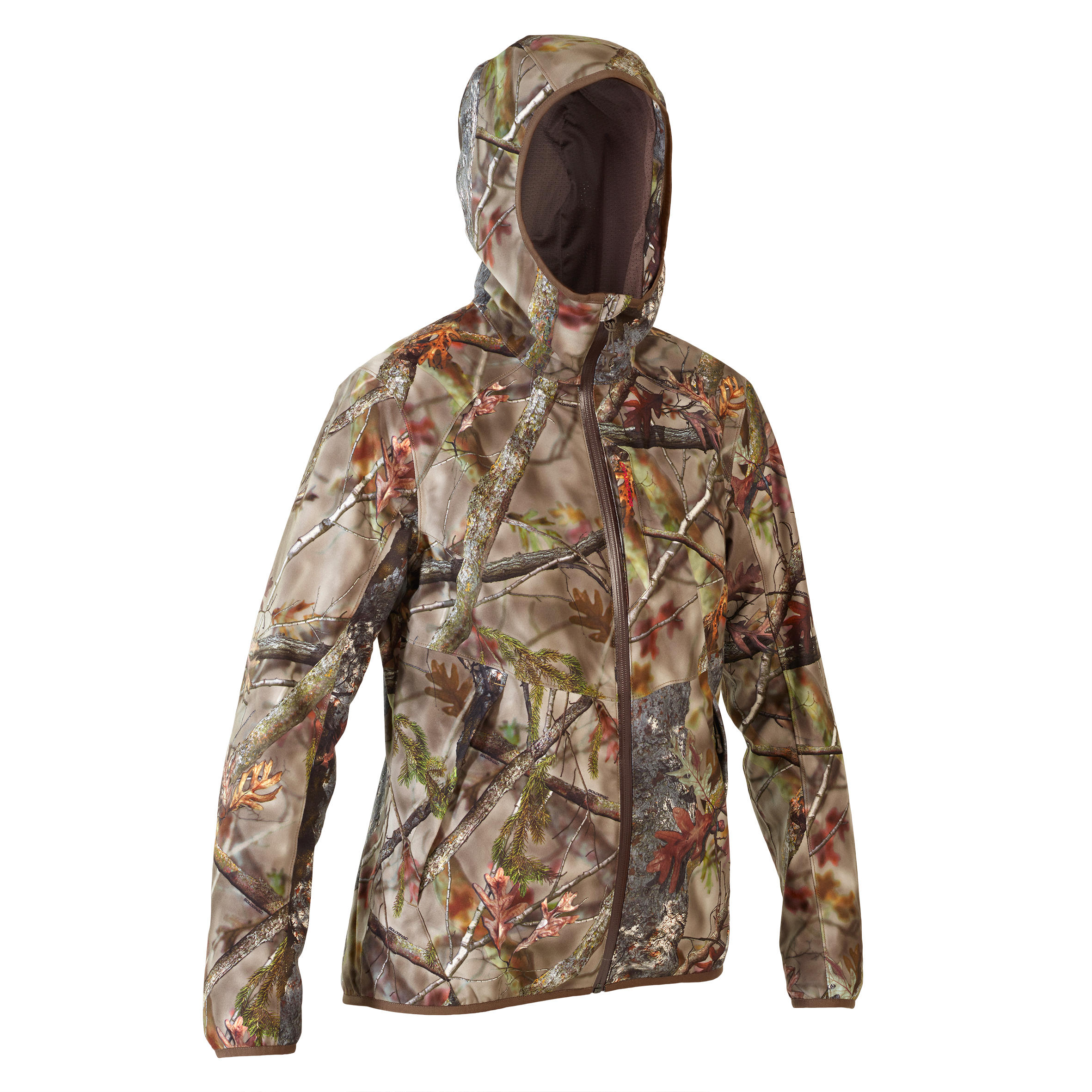 Kurtka outdoor damska wodoodporna Solognac 500 camo fluo