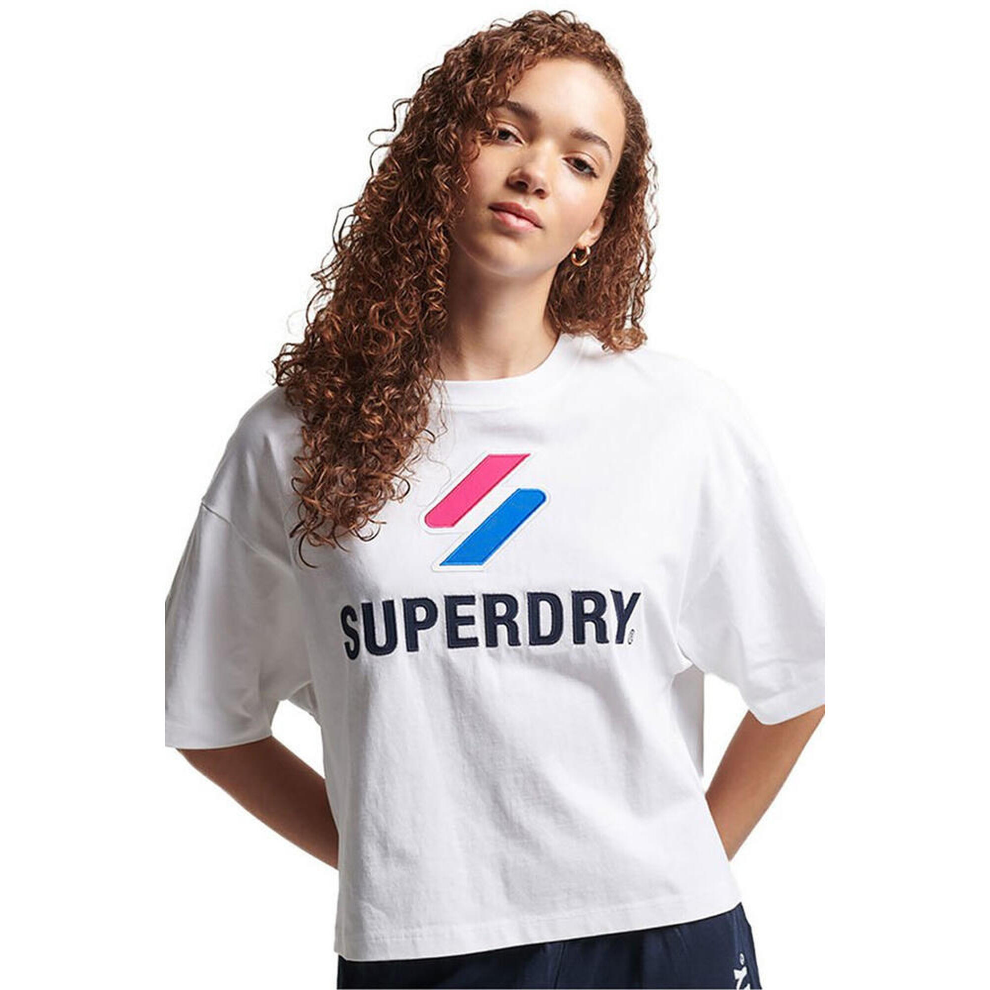 Koszulka damska Superdry Code Sl Stacked Apq Boxy bawełniana t-shirt