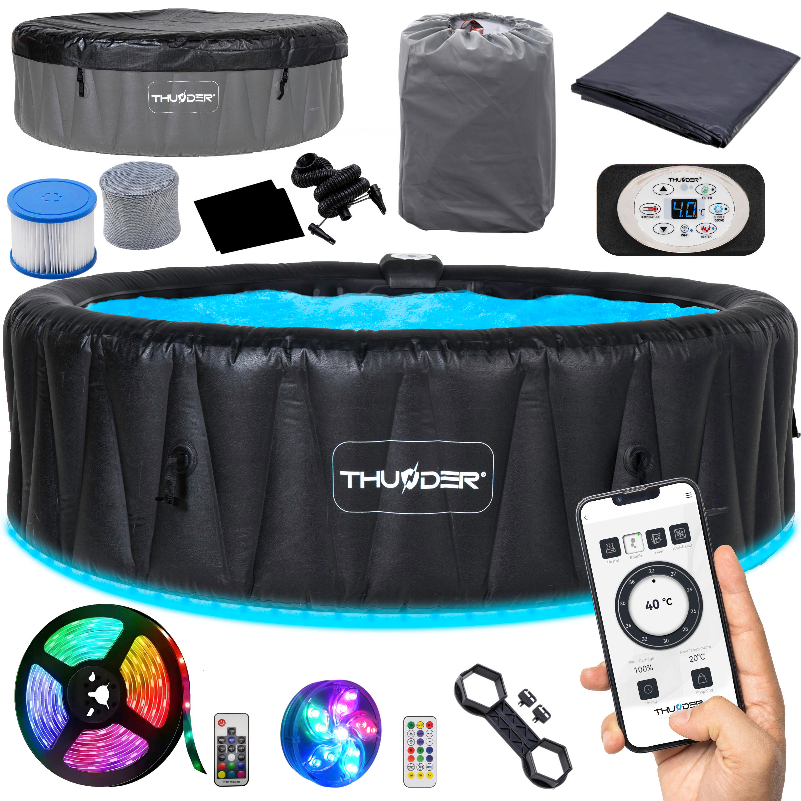 Basen z hydromasażem 6-osobowy THUNDER LUNGO