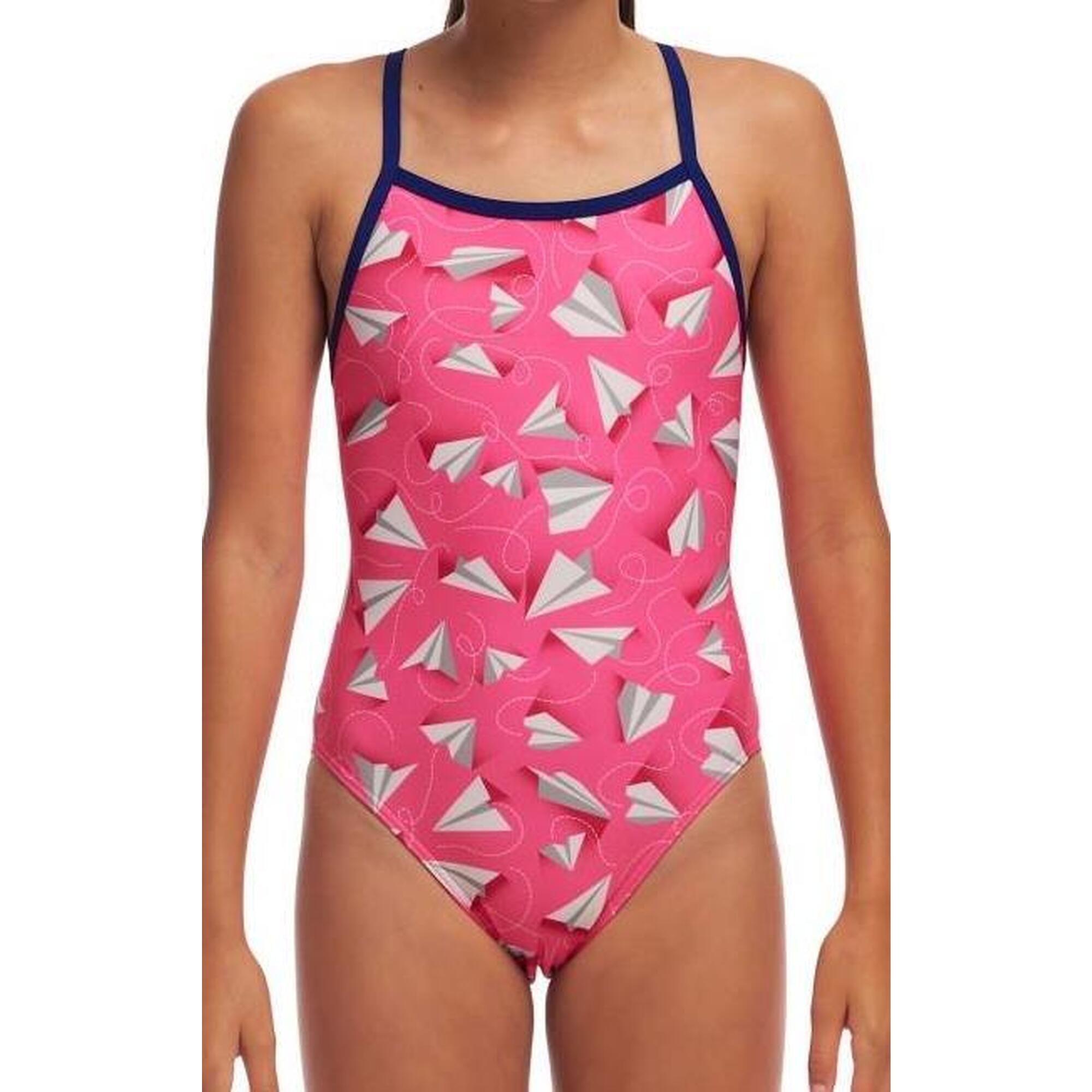 Strój do pływania dziewczęcy Funkita Paper Pink - Single Strap