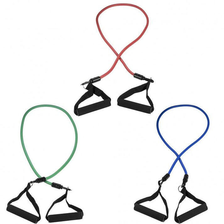 Zestaw trzech ekspanderów gumowych Fitness Tube z uchwytami