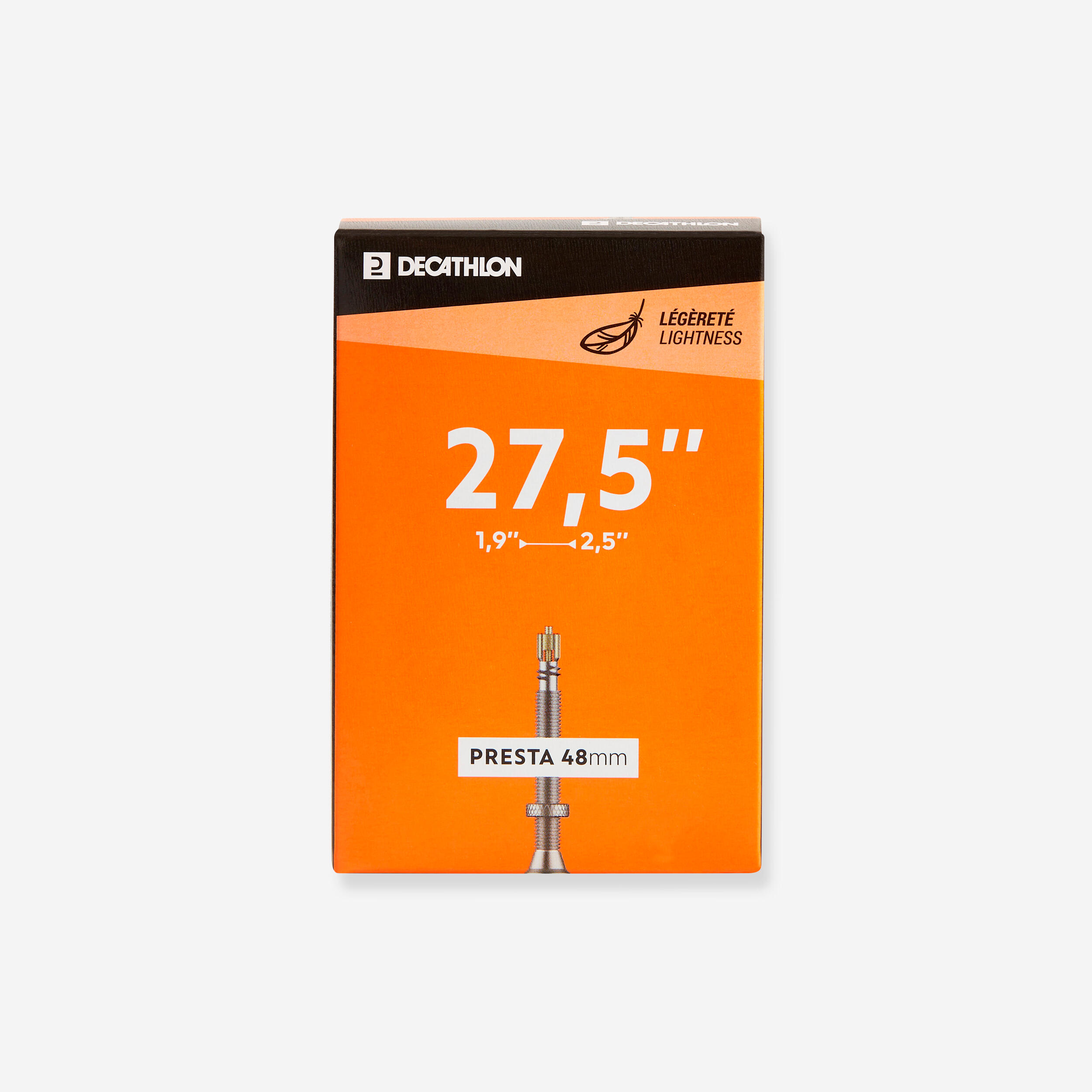 Dętka do roweru MTB Btwin Light 27,5x1,9-2,5 z wentylem Presta 48 mm