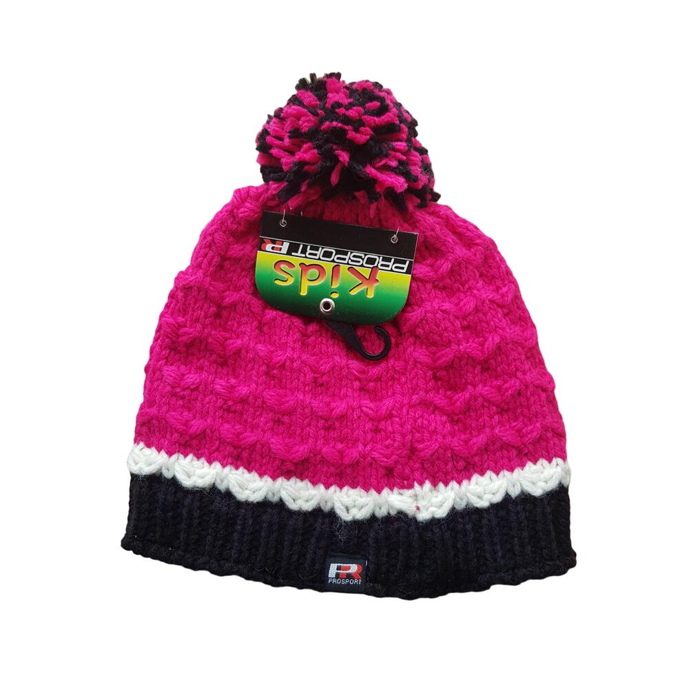 Czapka zimowa dziecięca Prosport różowa z pomponem