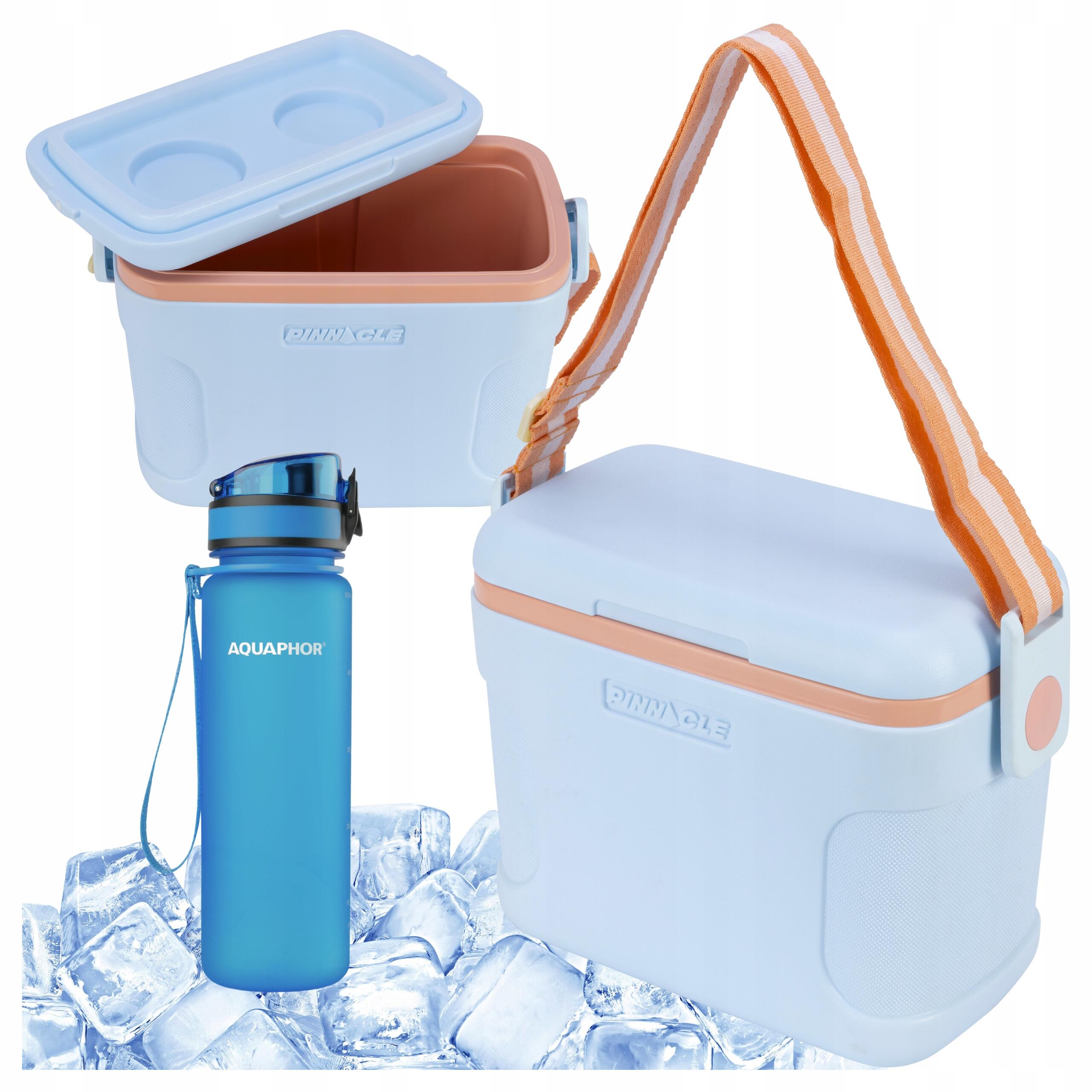 Lodówka Turystyczna 8L Niebieska PINNACLE na Wkłady + Butelka Aquaphor City
