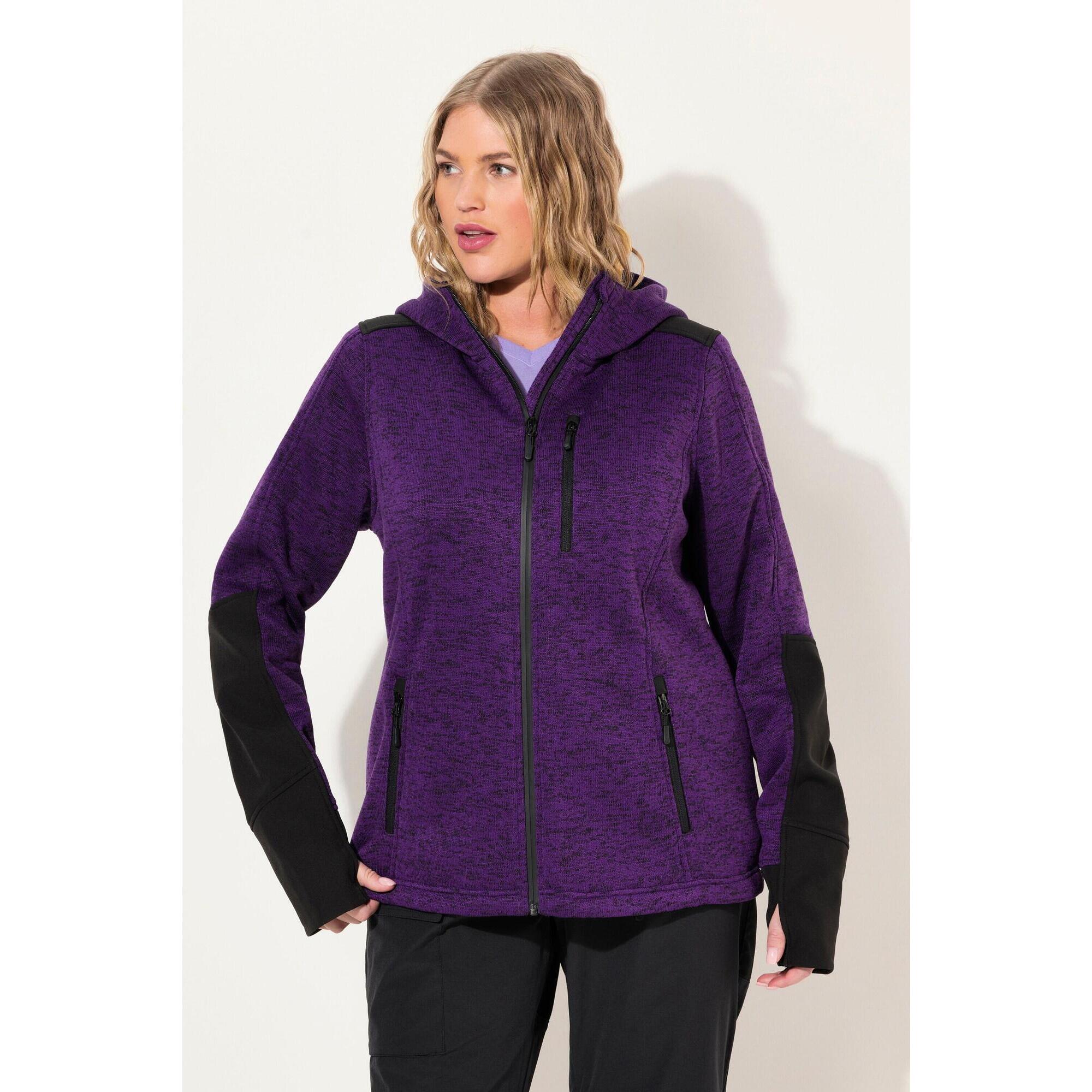 Damskie Kurtka polarowa odblaskowe nadruki kaptur otwór na kciuk