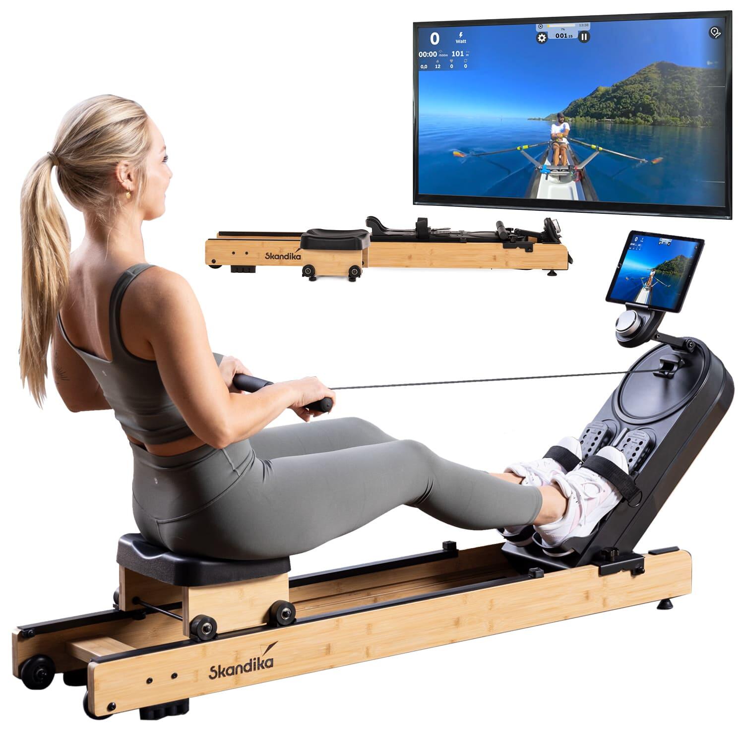 Wioślarz magnetyczny, stacjonarny, składany Rovek, do 130 kg, drewniany