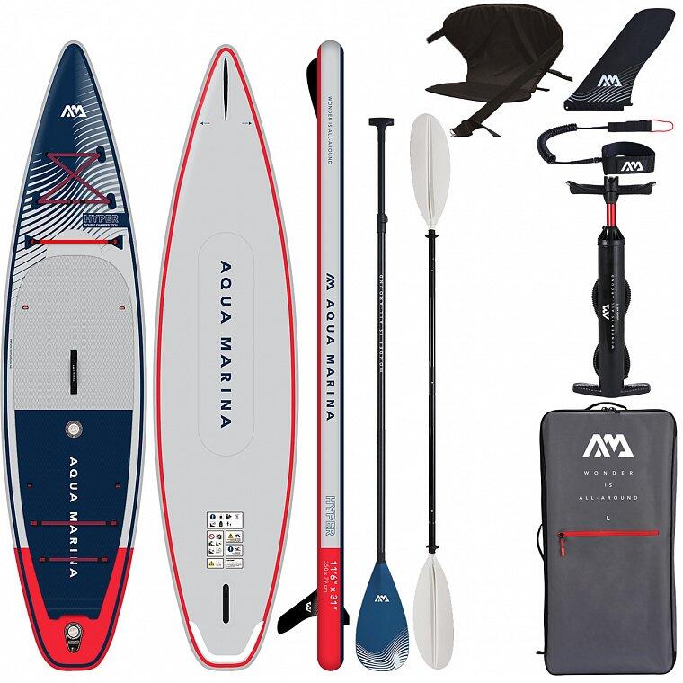 Deska SUP Aqua Marina HYPER 11'6" + zestaw kajakowy + wiosło Carbon Hybrid