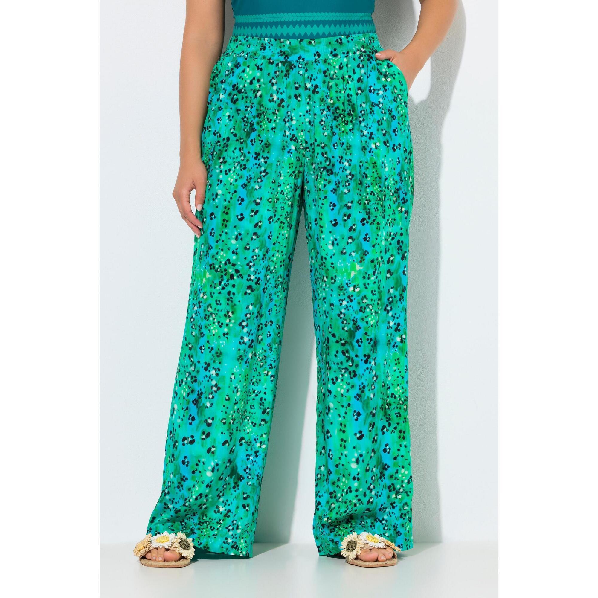 Damskie Spodnie palazzo zwierzęcy wzór szeroka nogawka elastyczny pas