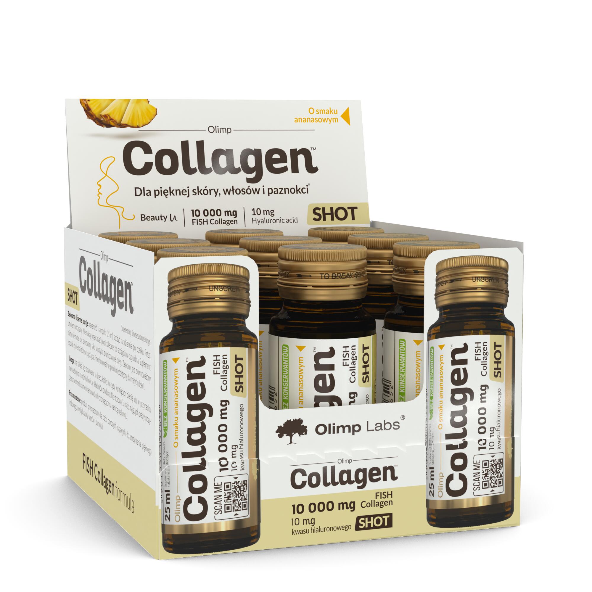 Kolagen Olimp Collagen Shot - 25 ml z sokiem Ampułka szklana Ananas DISPLAY