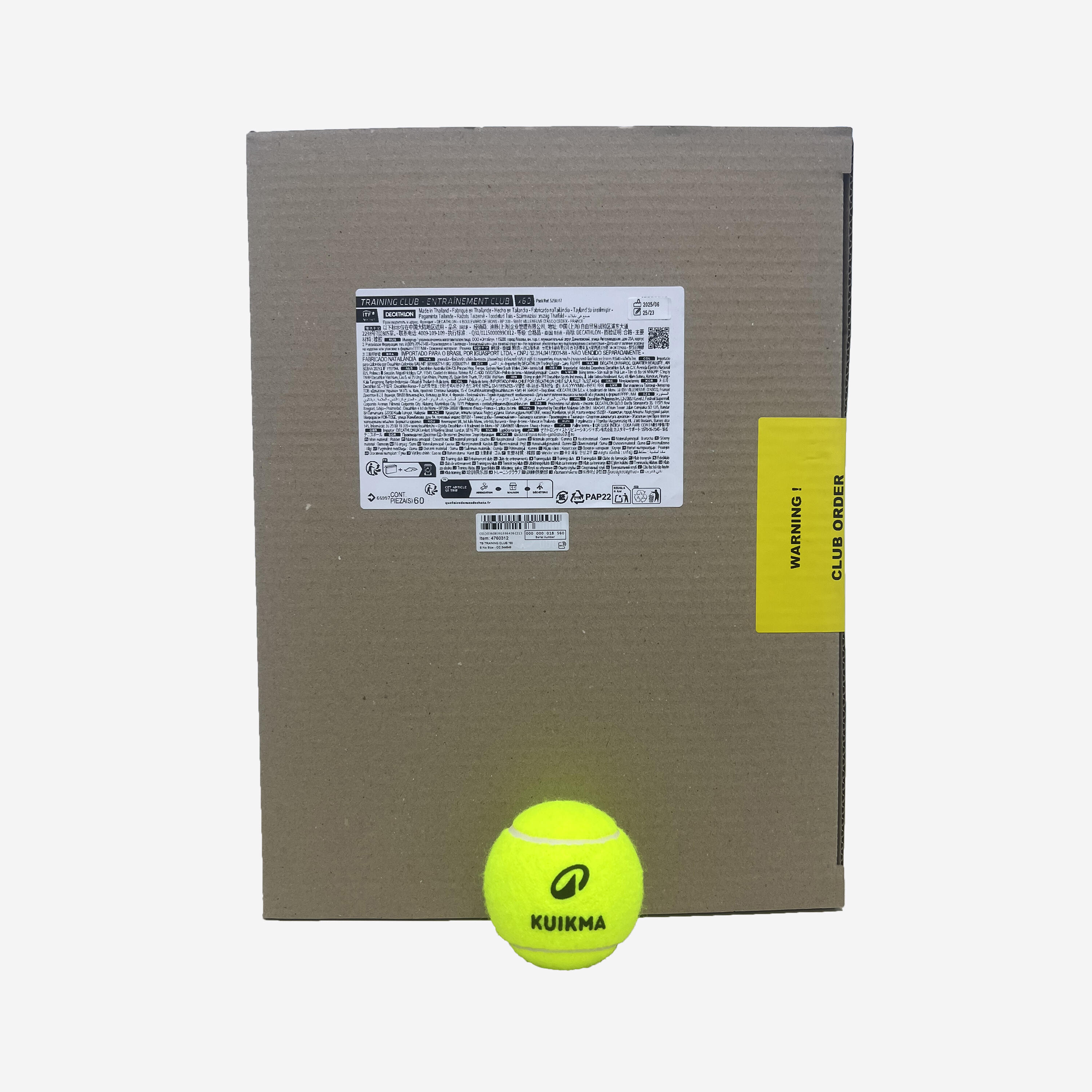 Piłka to tenisa bezciśnieniowa na treningi Artengo Training Club Karton 60 sztuk