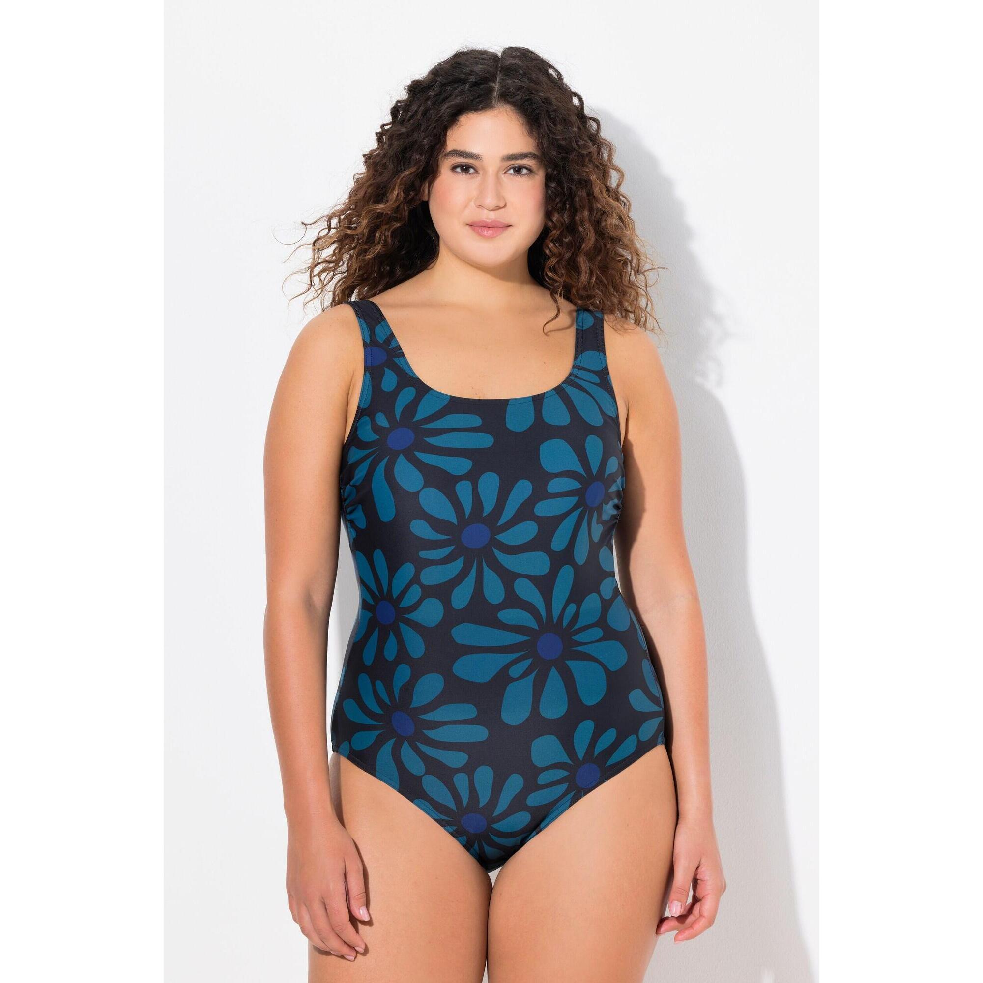 Damskie Kostium kąpielowy kwiaty bez miękkich miseczek okrągły dekolt