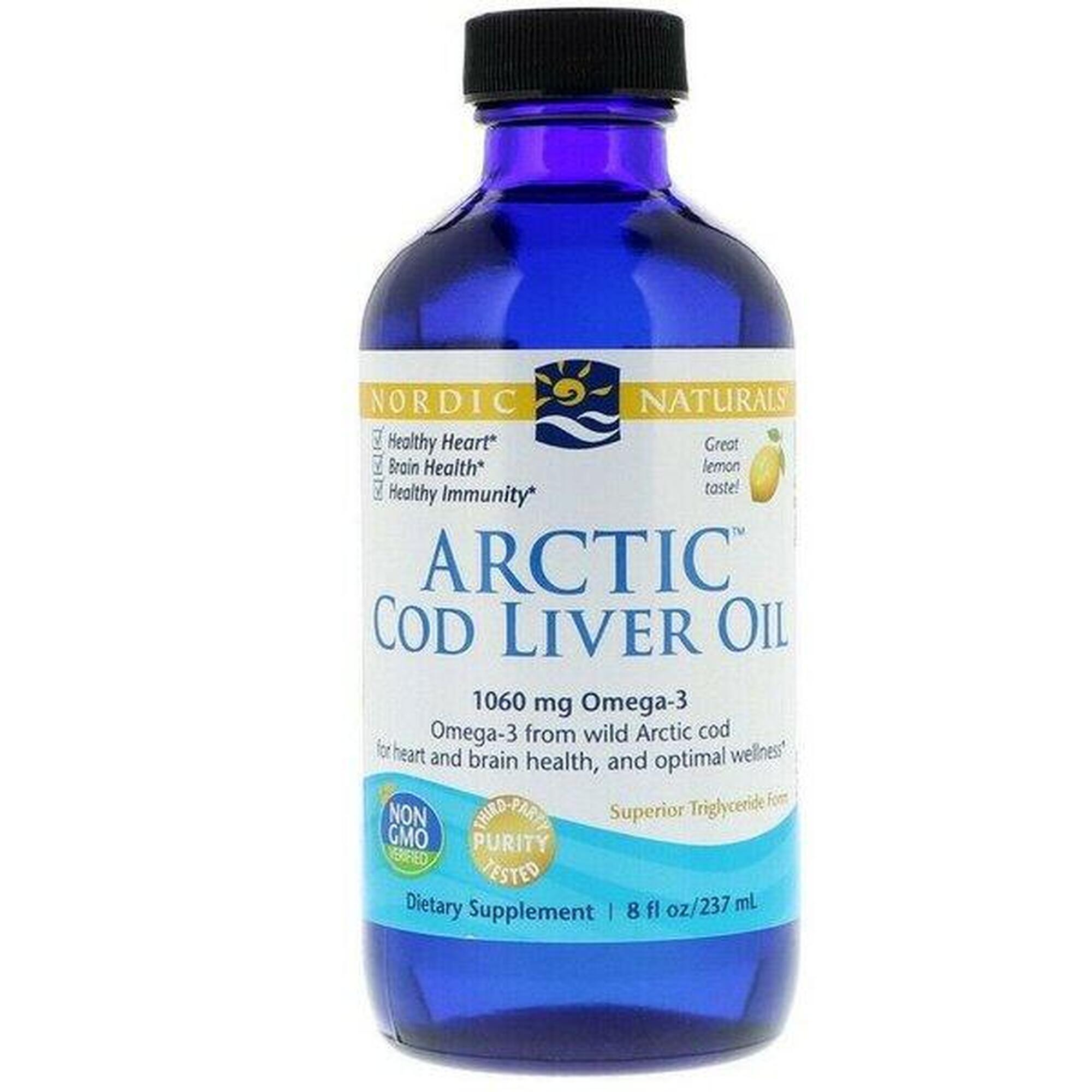 Arctic Cod Liver Tran 1060mg Omega Cytryna Nordic Naturals 237 ml