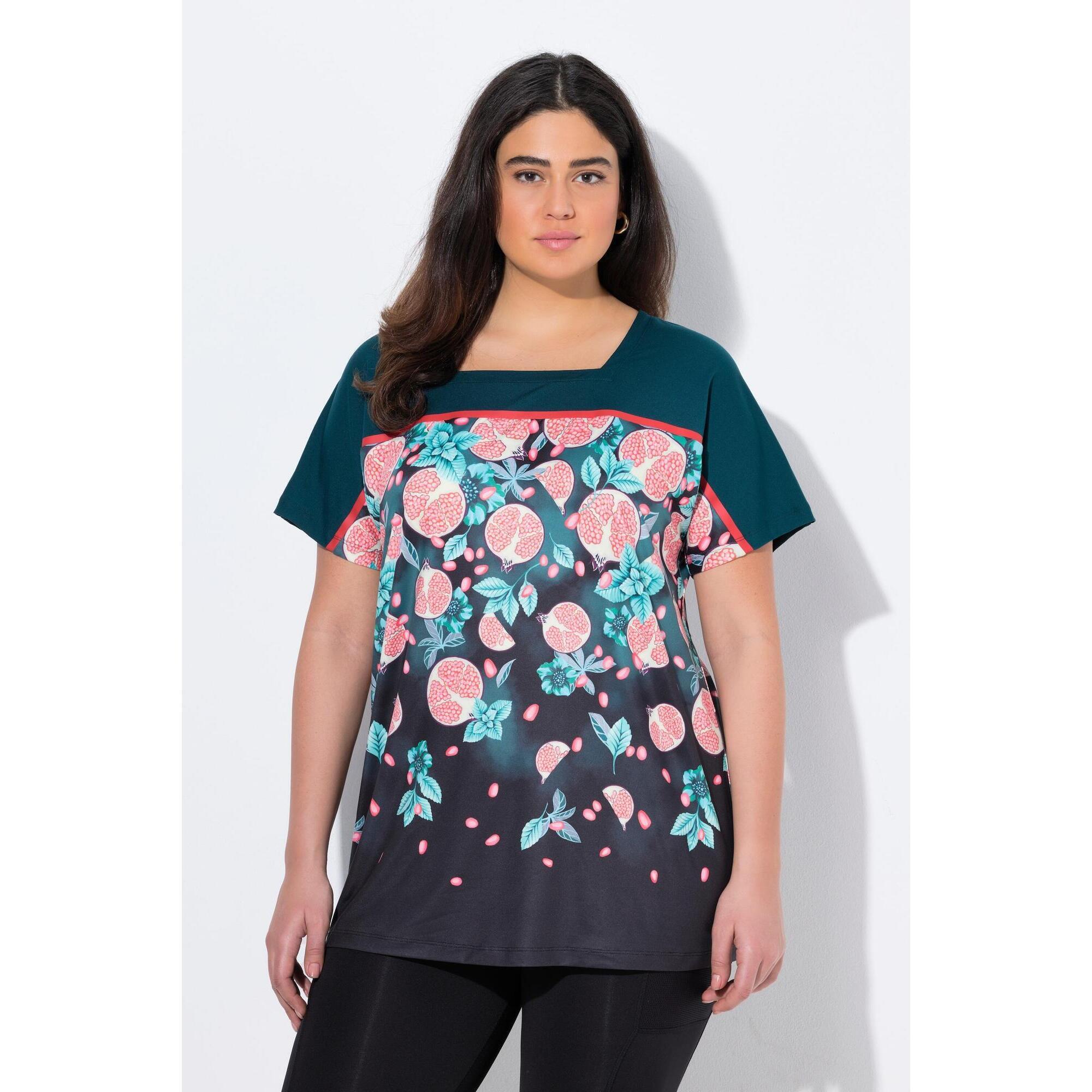 Damskie Bluzka funkcyjna oversize dekolt w karo rękaw 1/2