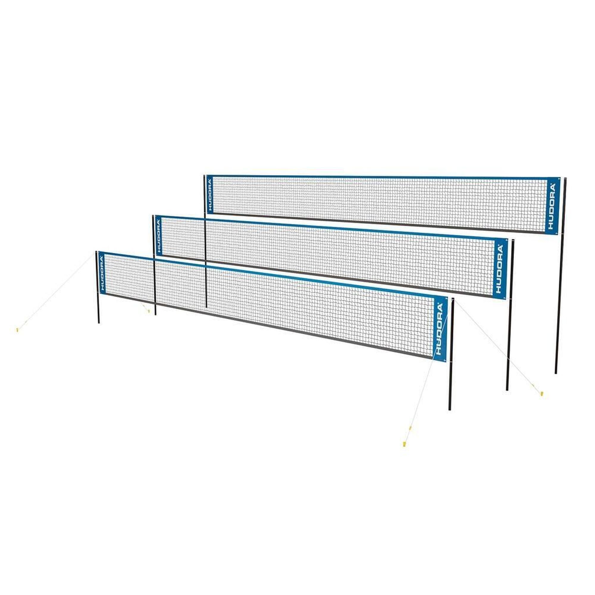 Zestaw Do Siatkówki I Badmintona Z Regulowaną Wysokością Hudora Siatka + Słupki