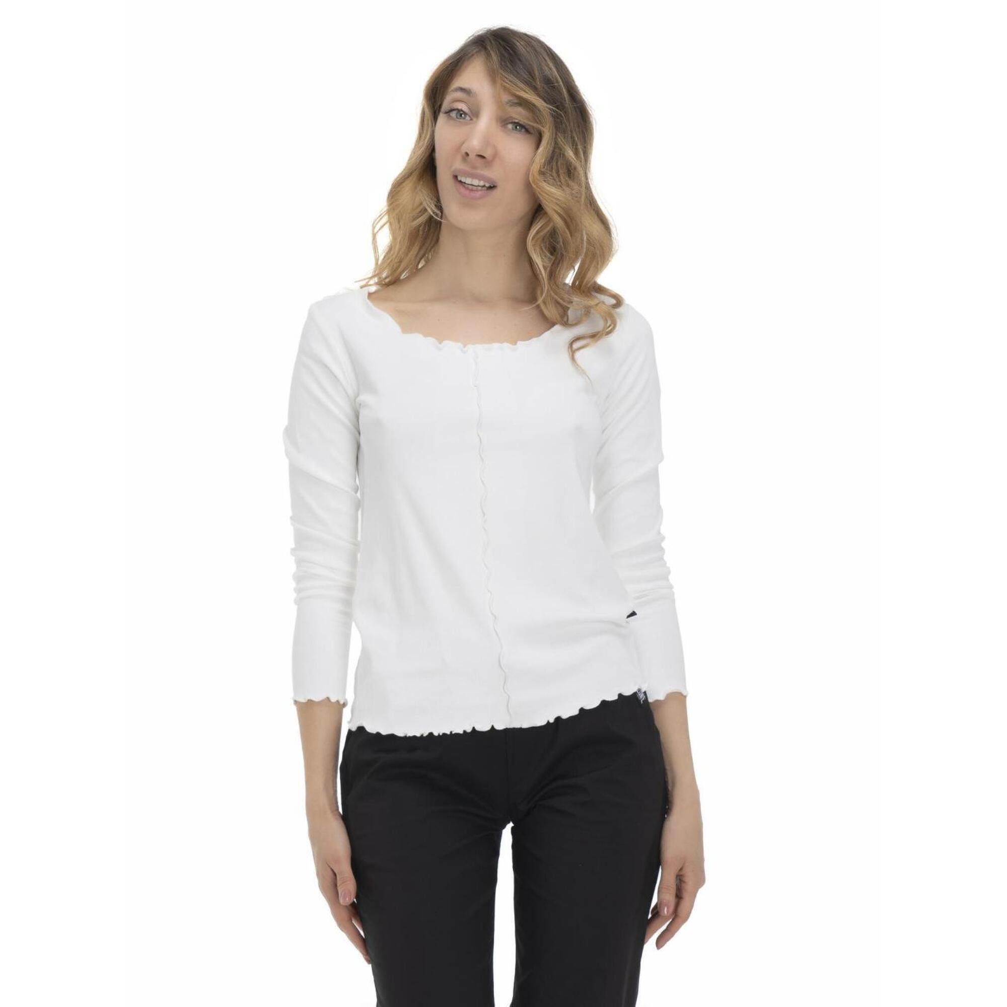 Damski T-shirt z długim rękawem w kolorach ziemi