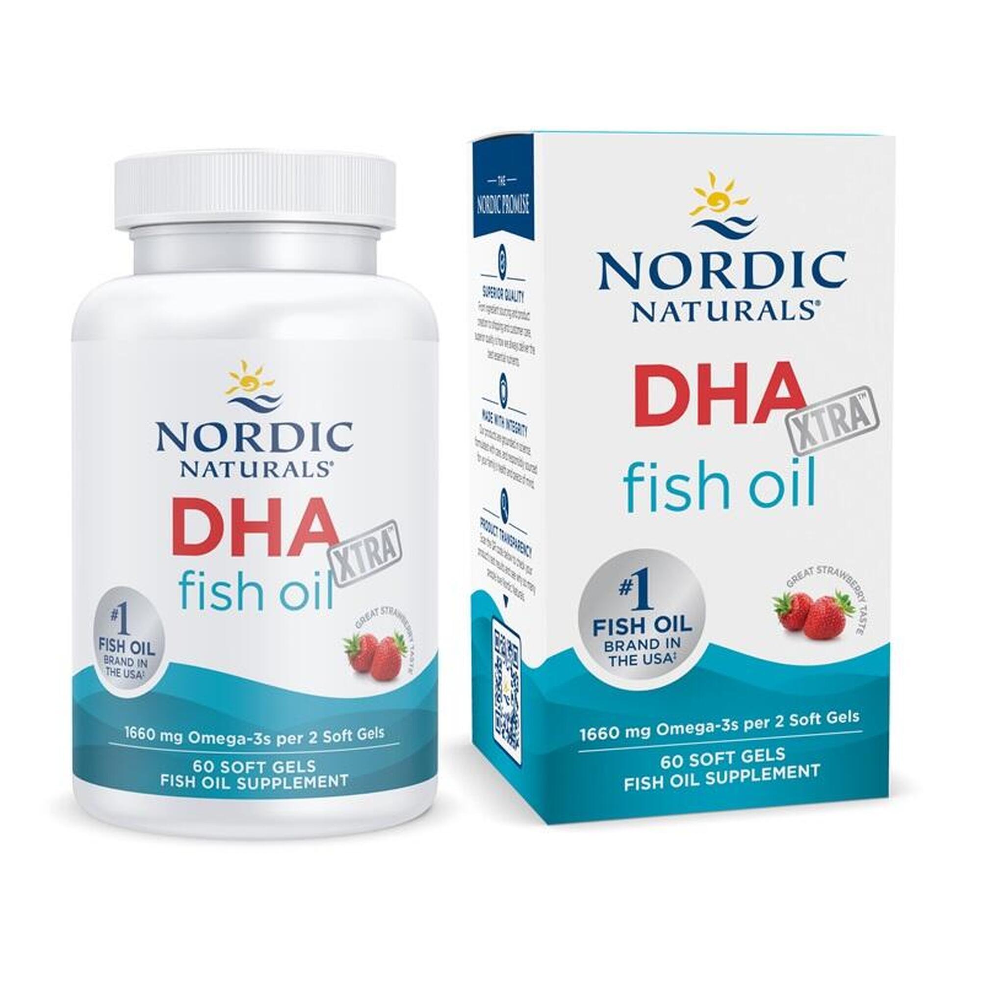 Kwasy DHA Xtra 1660 mg Nordic Naturals Truskawka 60 kapsułek