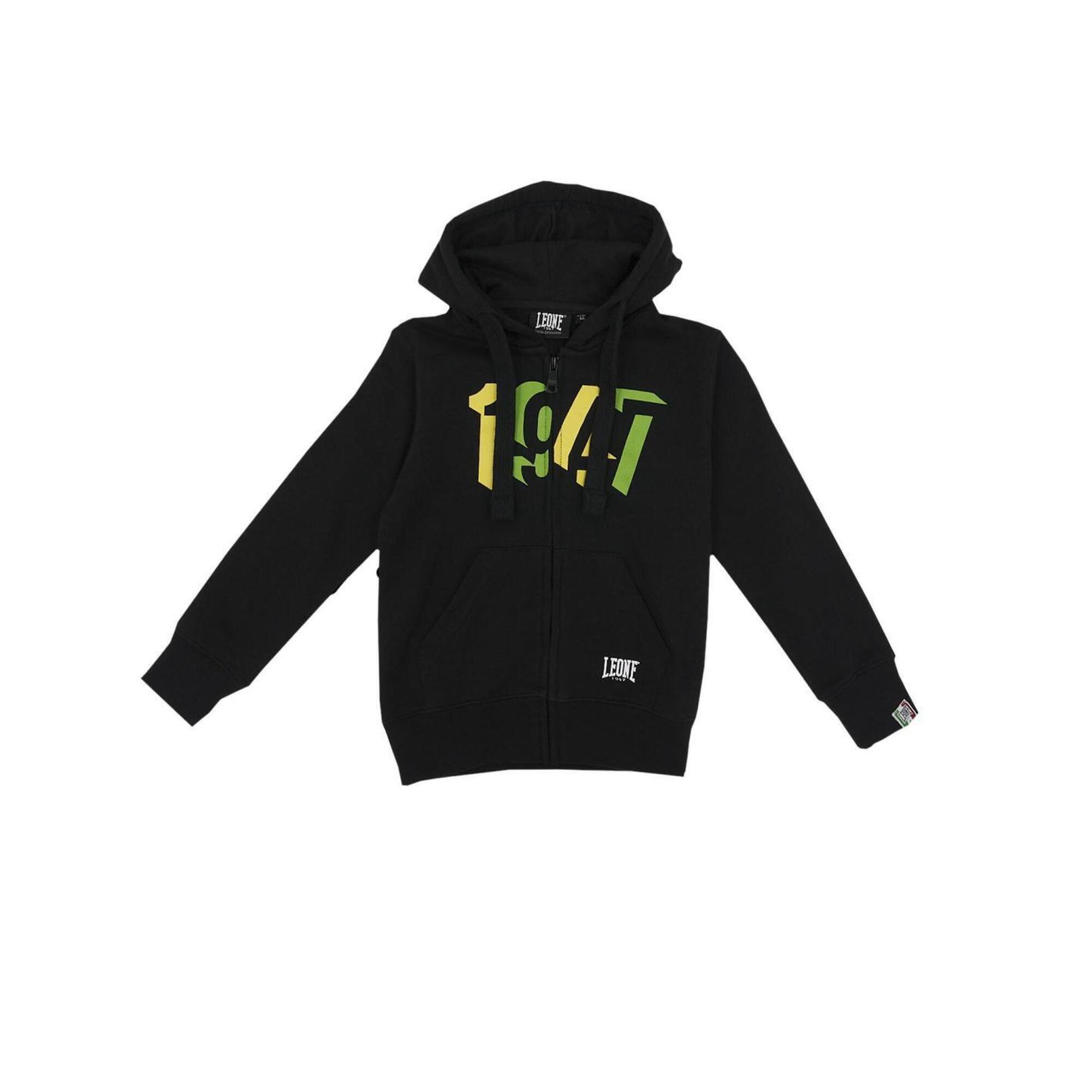 Dziecięca bluza z kapturem, zamkiem błyskawicznym na całej długości i logo Basic