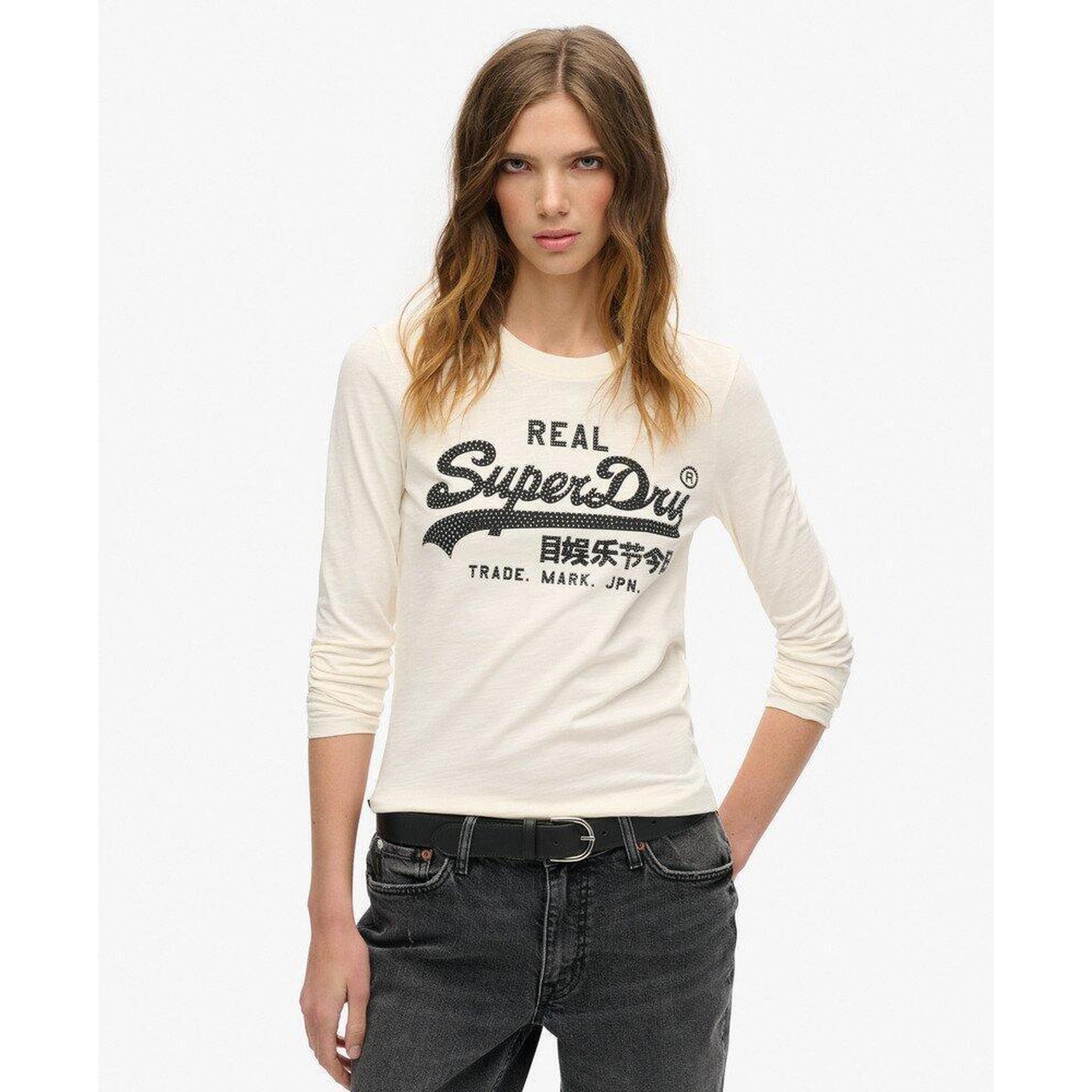 Top graficzny z długim rękawem Vl ozdobiony