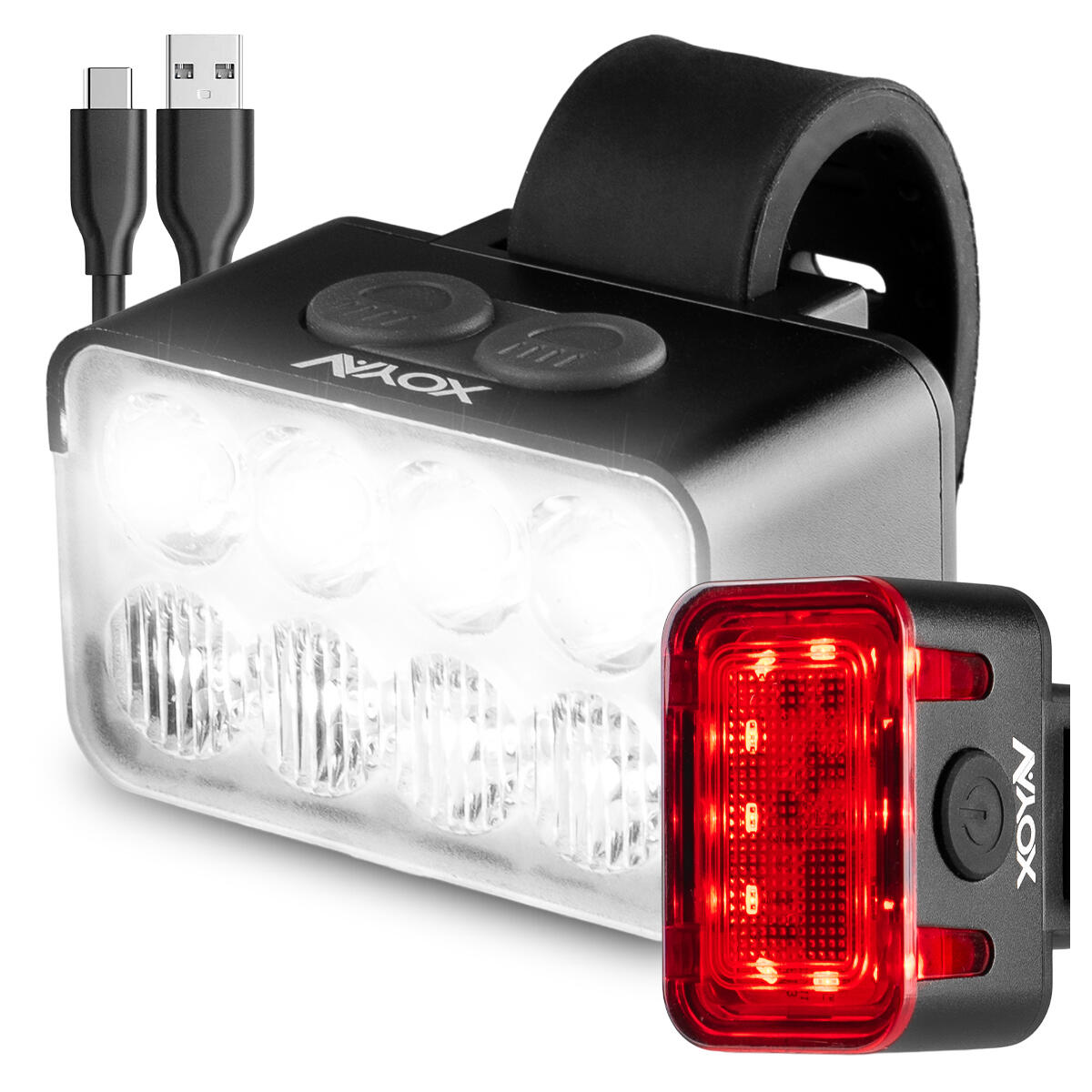 Zestaw lampek rowerowych VAYOX VA0151 + VA0152 przednia i tylna USB-C