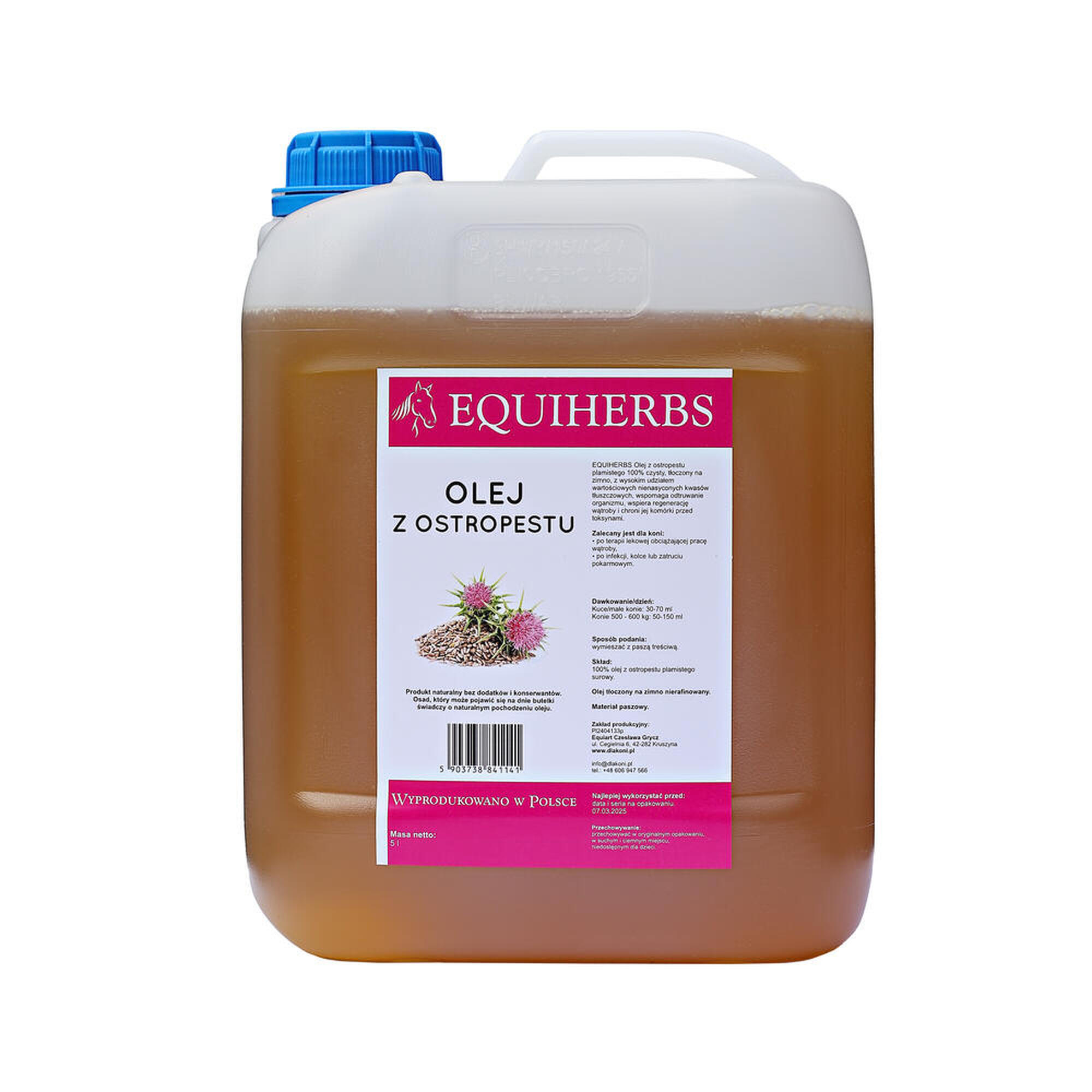 Olej z ostropestu dla koni EQUIHERBS