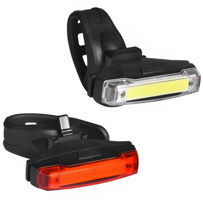 Zestaw lampek rowerowych LED COB na baterie 2K