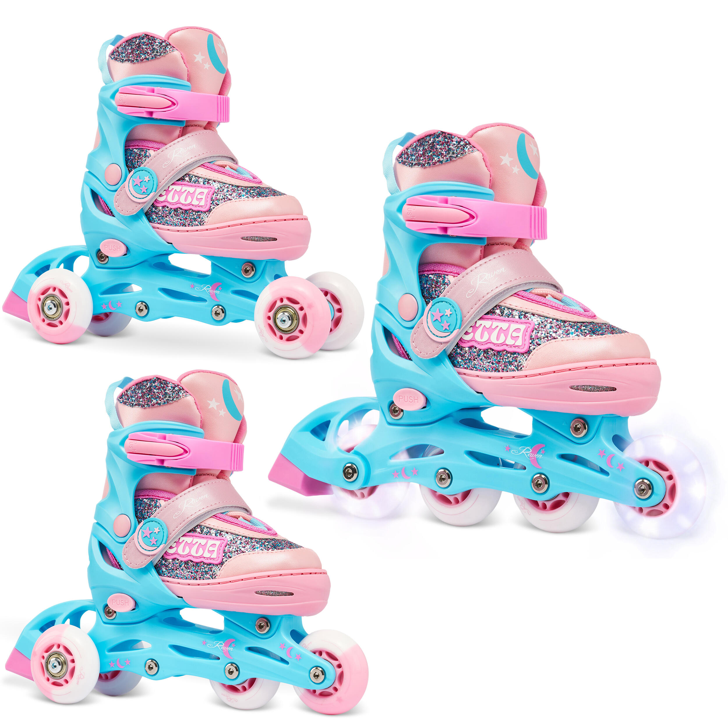 Rolki Wrotki Regulowane 3w1 Raven Etta Kółka LED