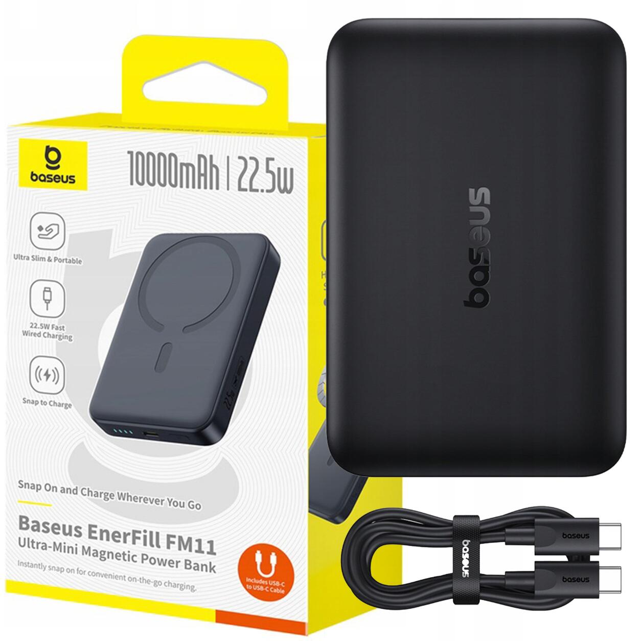 Powerbank Baseus 10000 mAh 22,5W indukcyjny magsafe PD QC + kabel