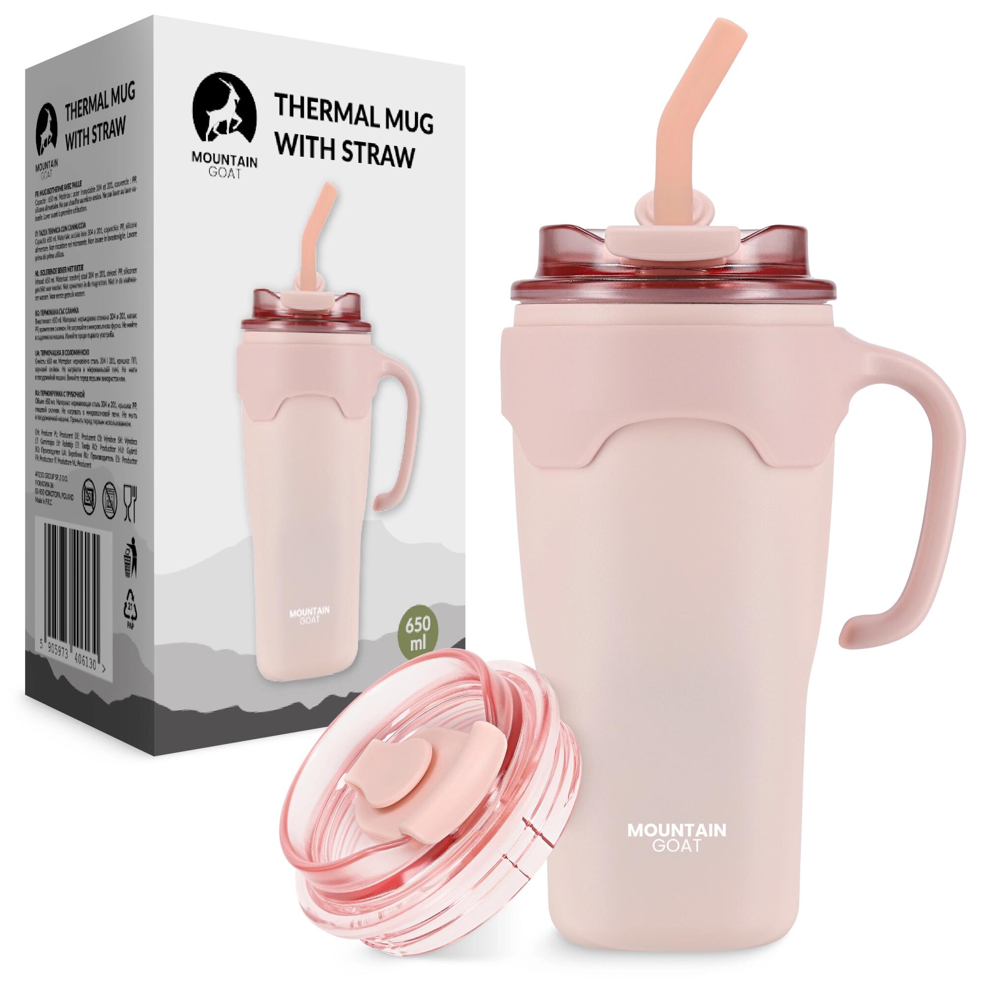 Kubek termiczny ze słomką 650 ml