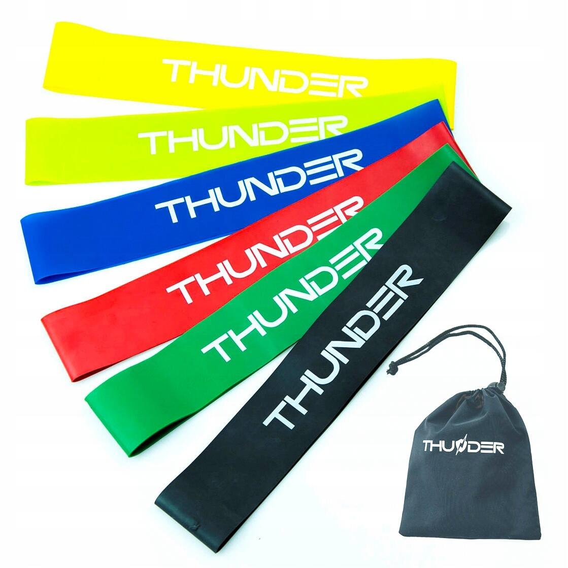 Taśmy oporowe do ćwiczeń THUNDER zestaw 6 gum Mini Band