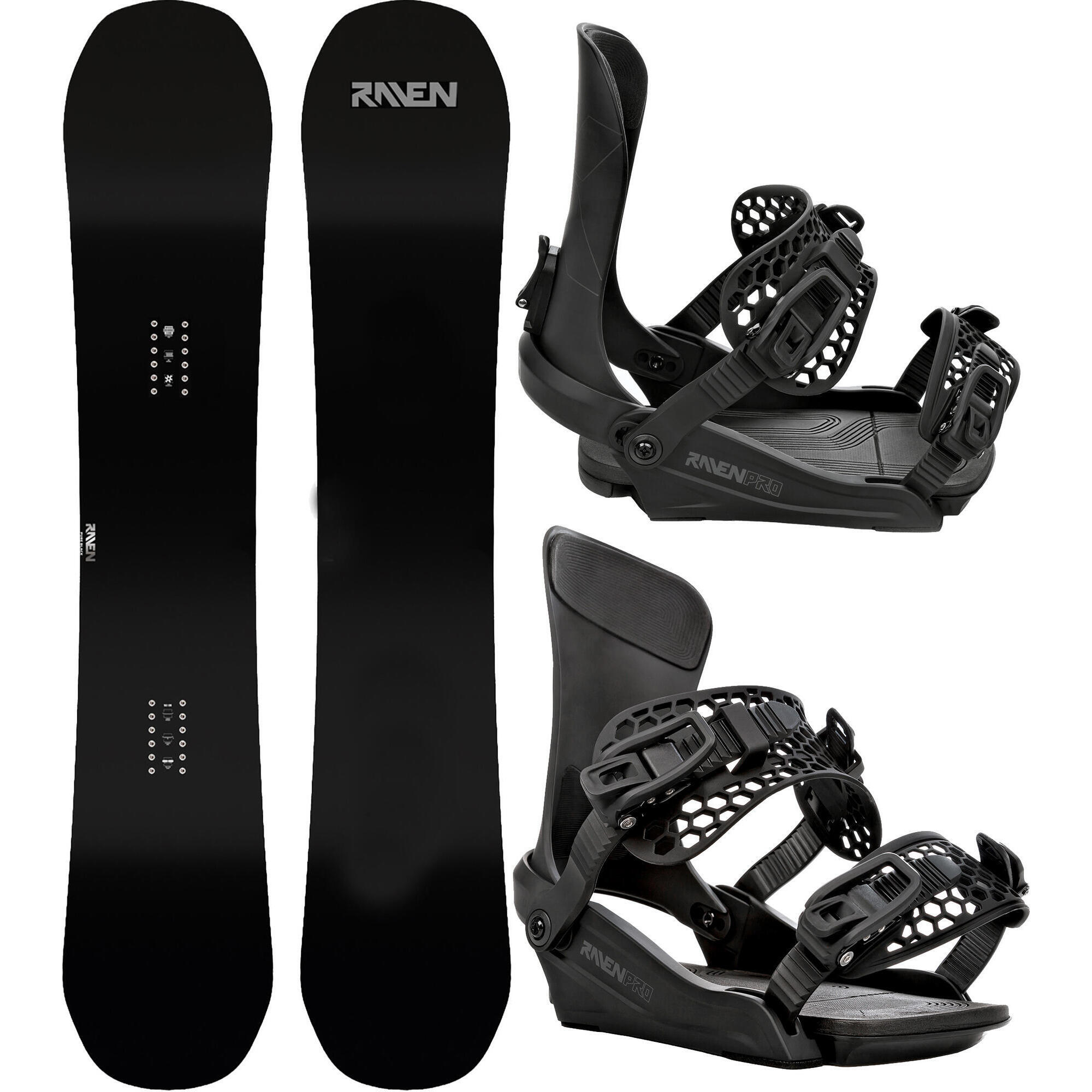 Zestaw Deska snowboardowa Raven Pure Black + Wiązania Raven King