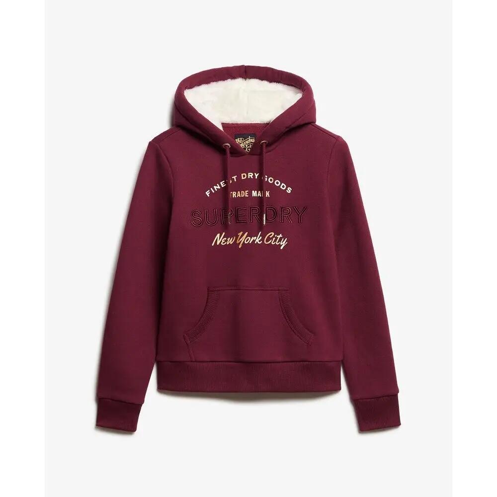 Damska bluza z kapturem z metalicznym logo Superdry Luxe