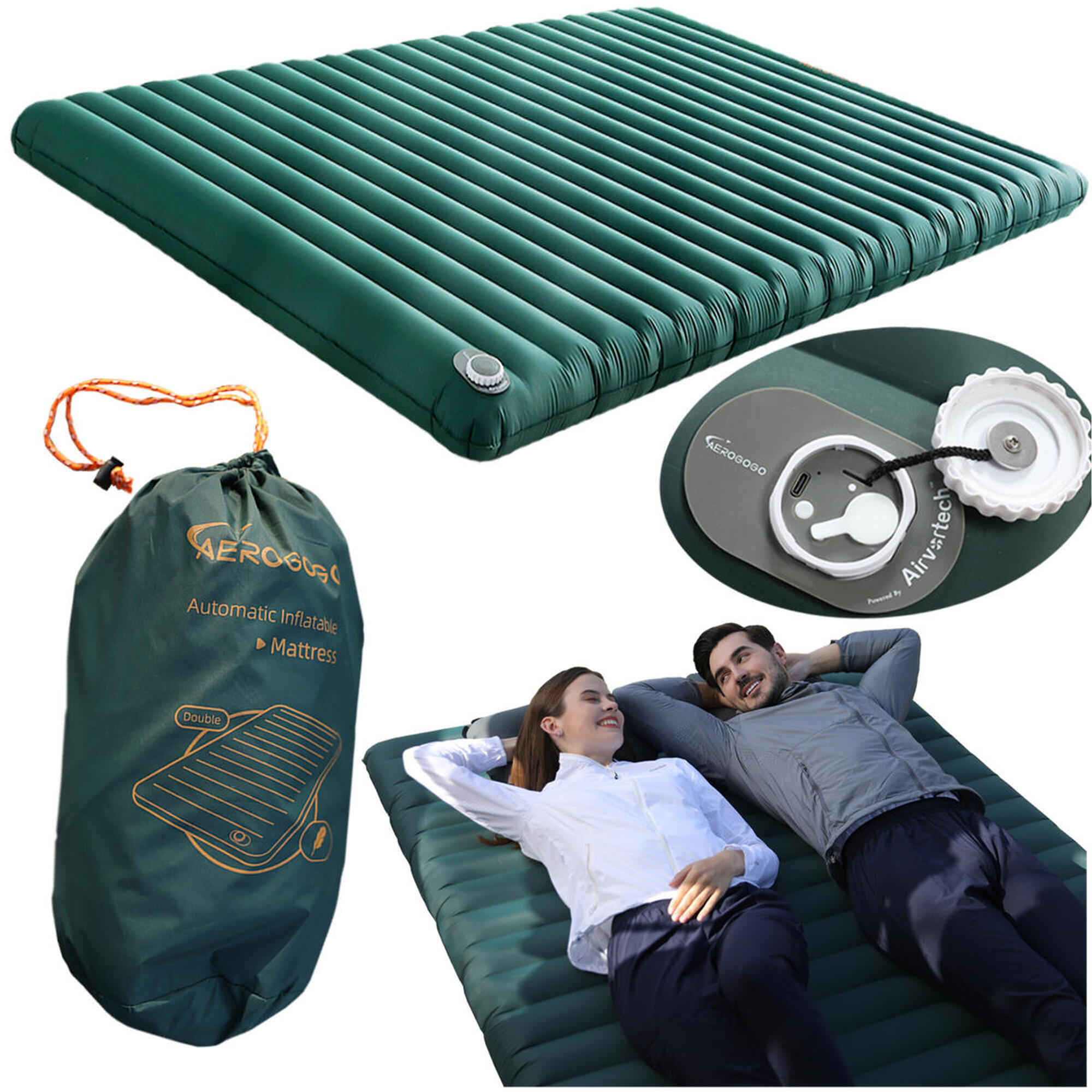 Materac dwuosobowy AEROGOGO z pompką automatyczną