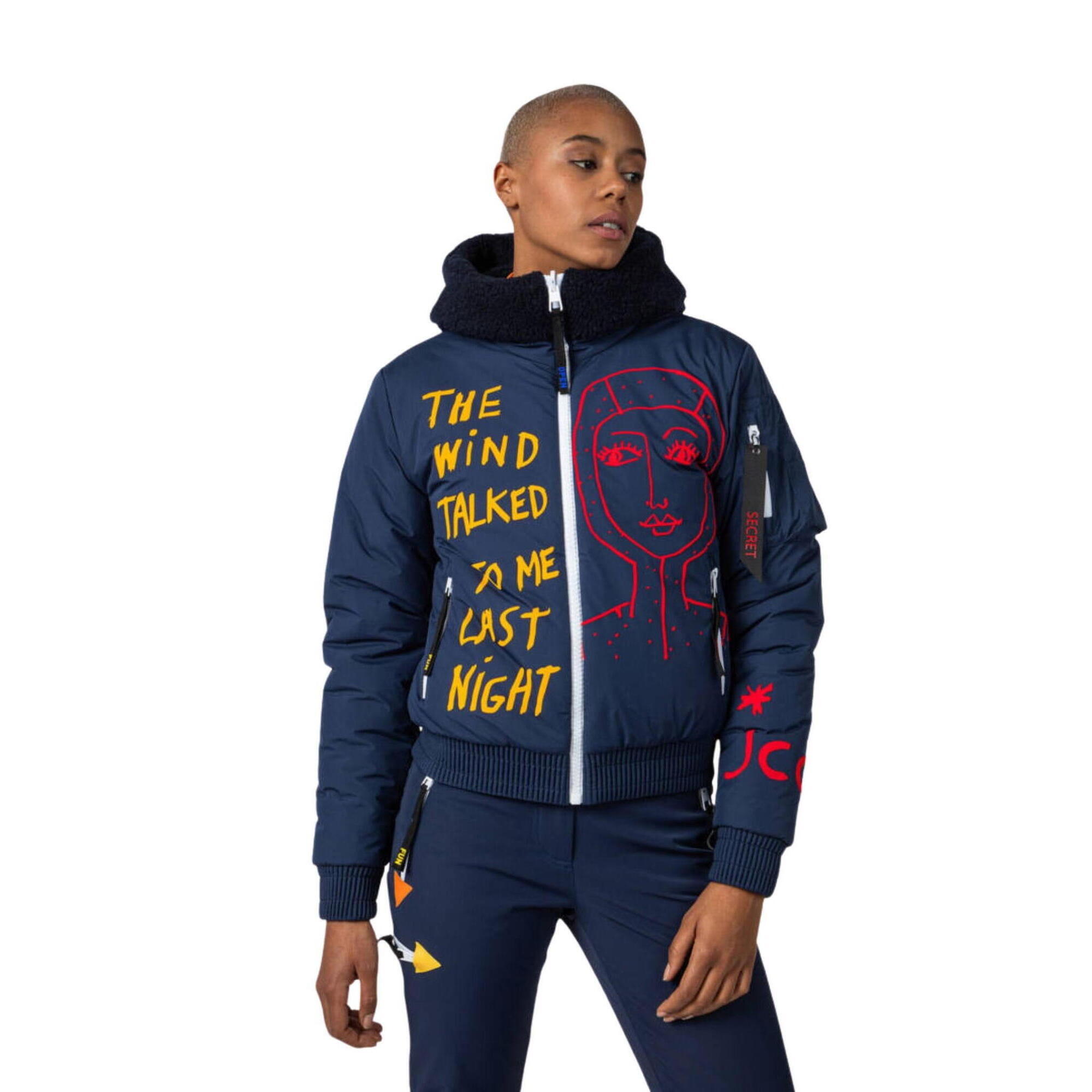 Kurtka narciarska Rossignol JCC damska W Yety Fleecy Bomber JKT granatowa