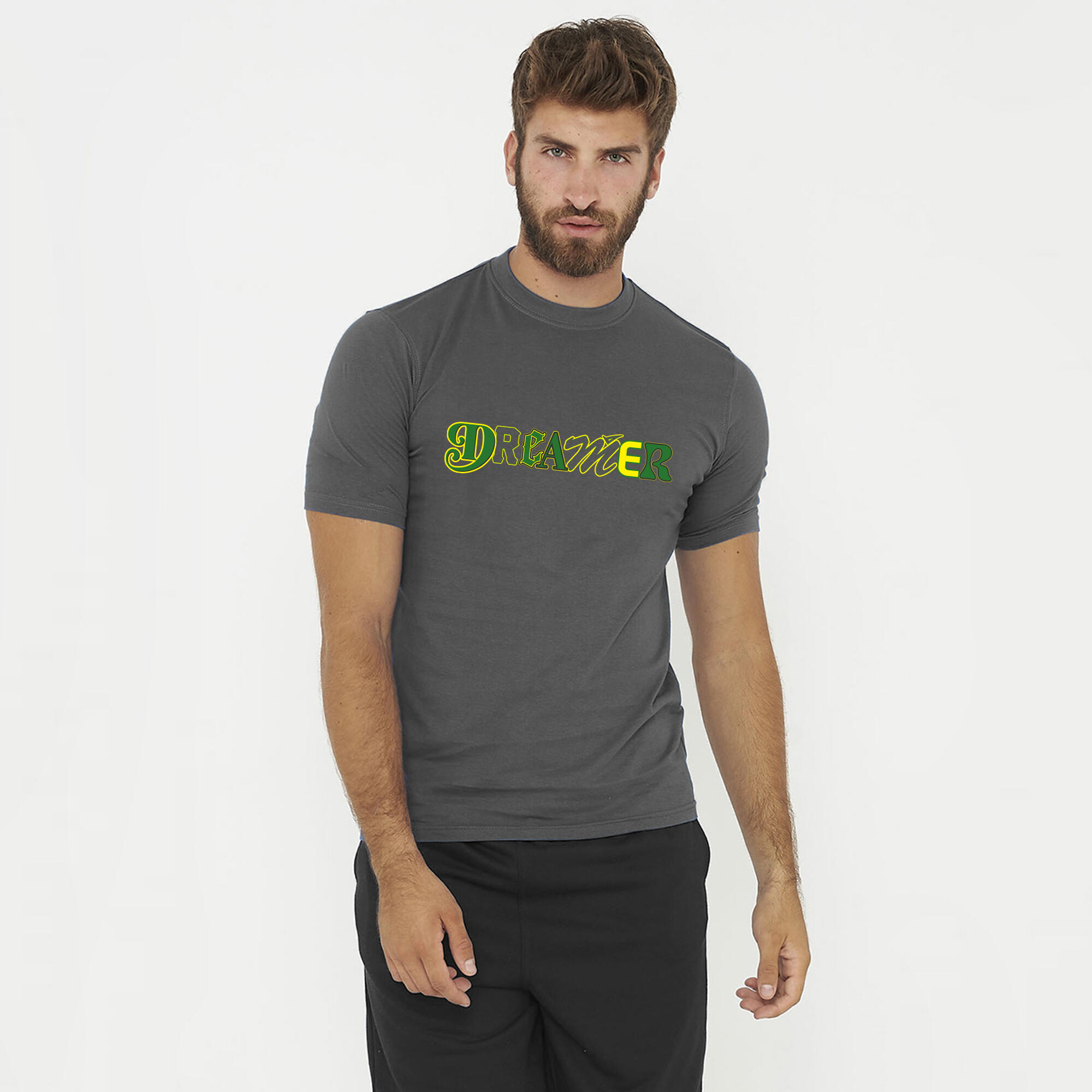 T-shirt z bawełny DREAMER ciemnoszary