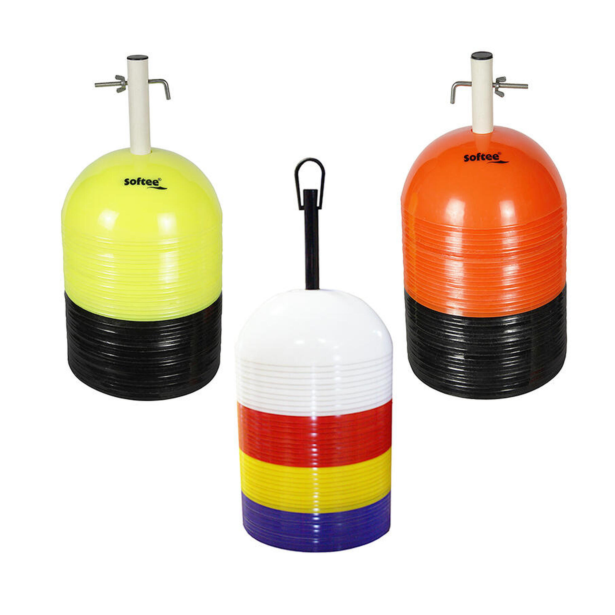 Softee zestaw 40 okrągłych pachołków, 19 cm, czerwony