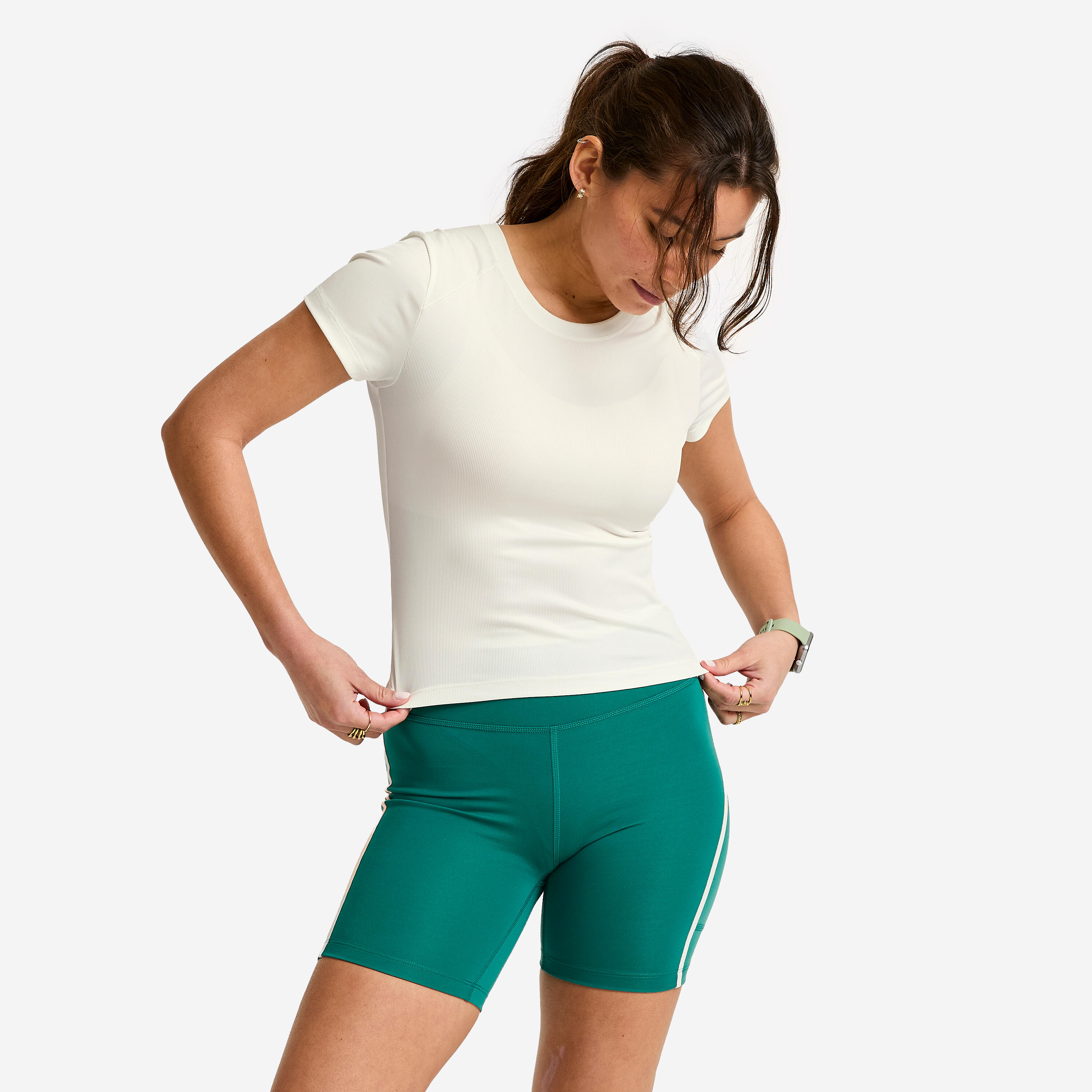 Koszulka fitness damska Domyos prążkowana