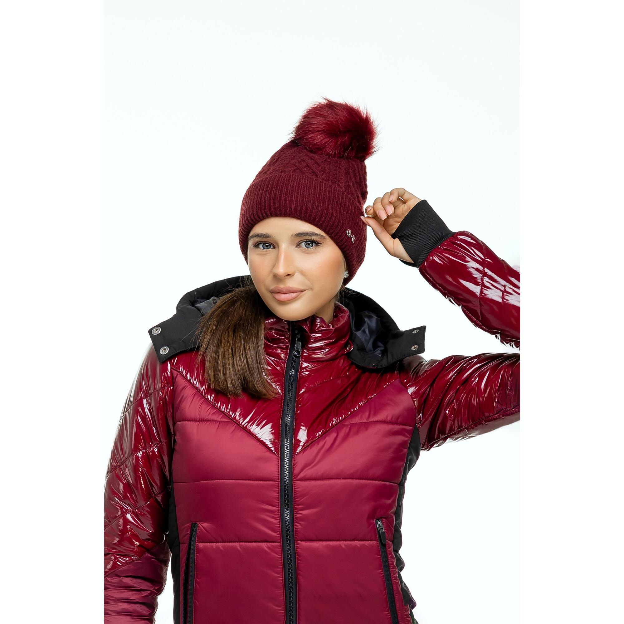 Czapka zimowa damska jeździecka z odpinanym pomponem