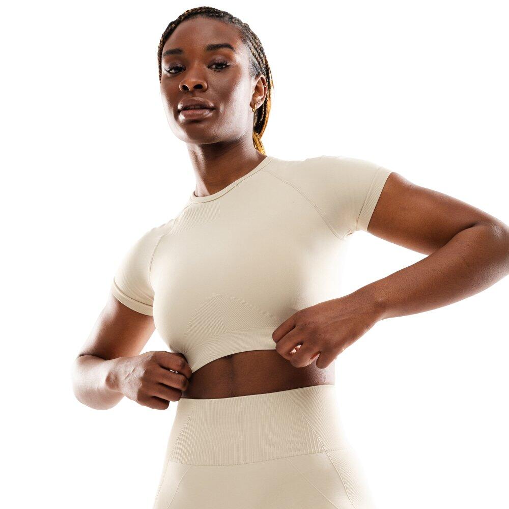 Damska bezszwowa sportowa koszulka crop top z krótkim rękawem Fitness Siroko S