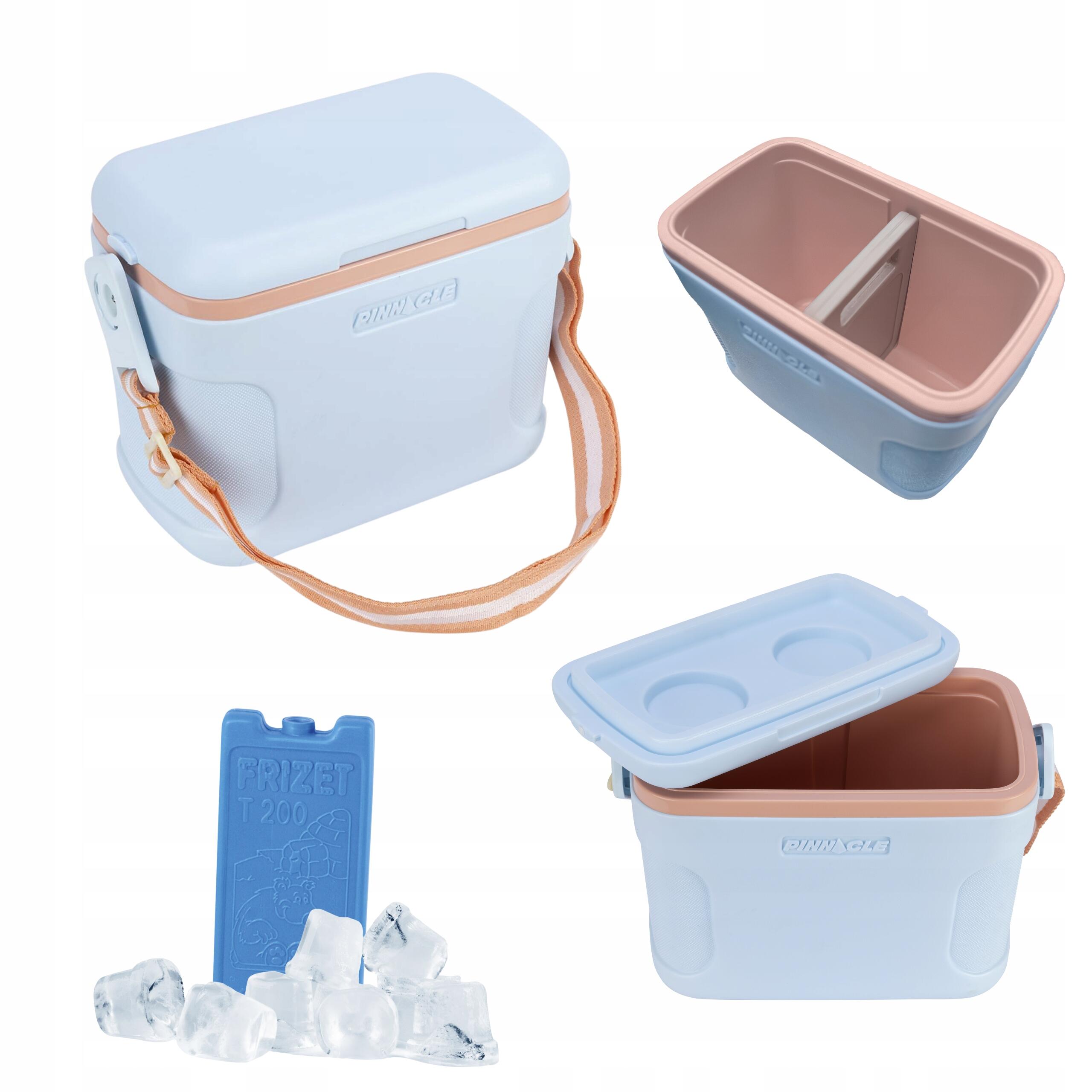 Lodówka Turystyczna na Ramię 8L Niebieska PINNACLE + 2 wkłady chłodzące