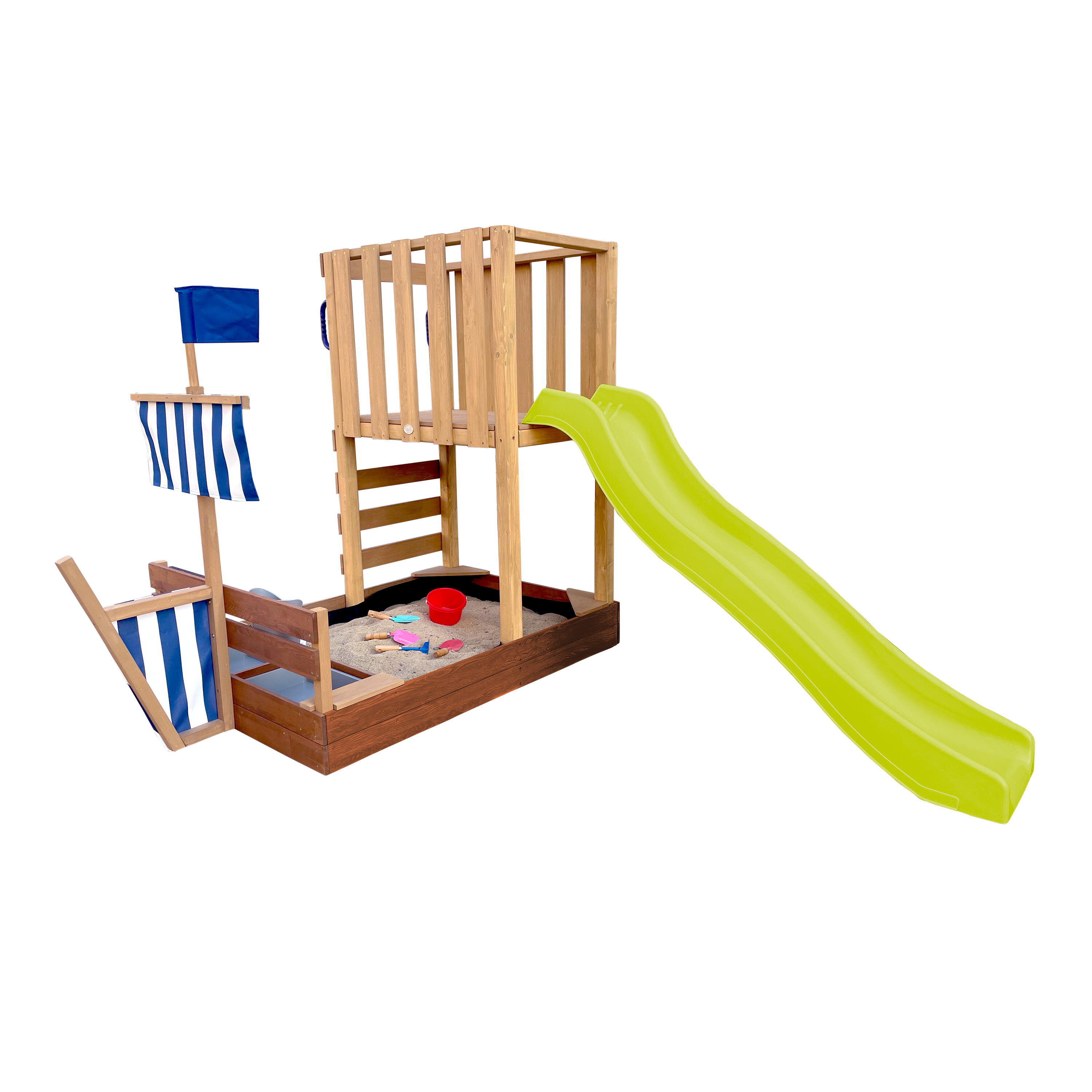 AXI Vicky Drewniany plac zabaw, zólta zjezdzalnia, piaskownica