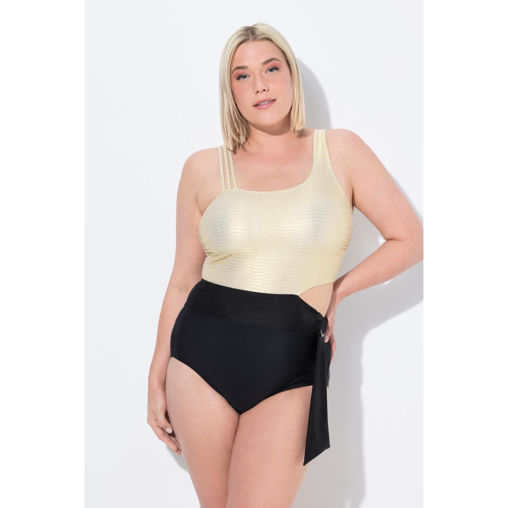 Damski Strój kąpielowy złoty biust miękkie miseczki wycięcie z recyklingu