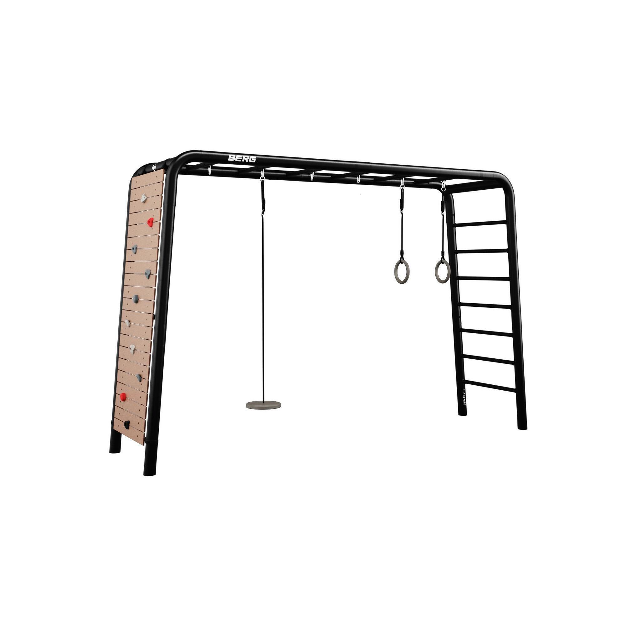 PlayBase Large + Peak Set, ze ścianką wspinaczkową, huśtawką dyskową i kółkami
