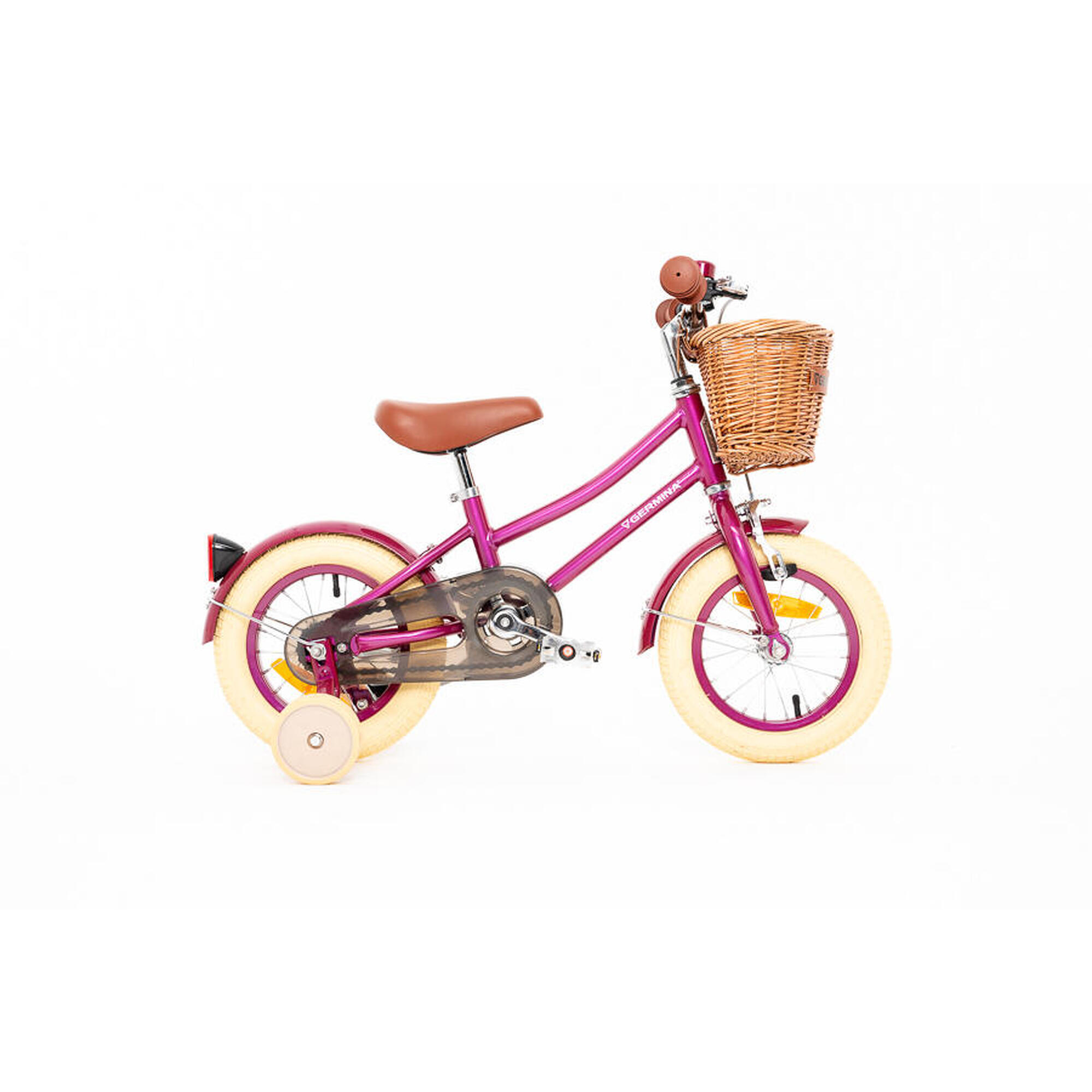 Rower dziecięcy 12" VINTAGE GERMINA kółka boczne, koszyk