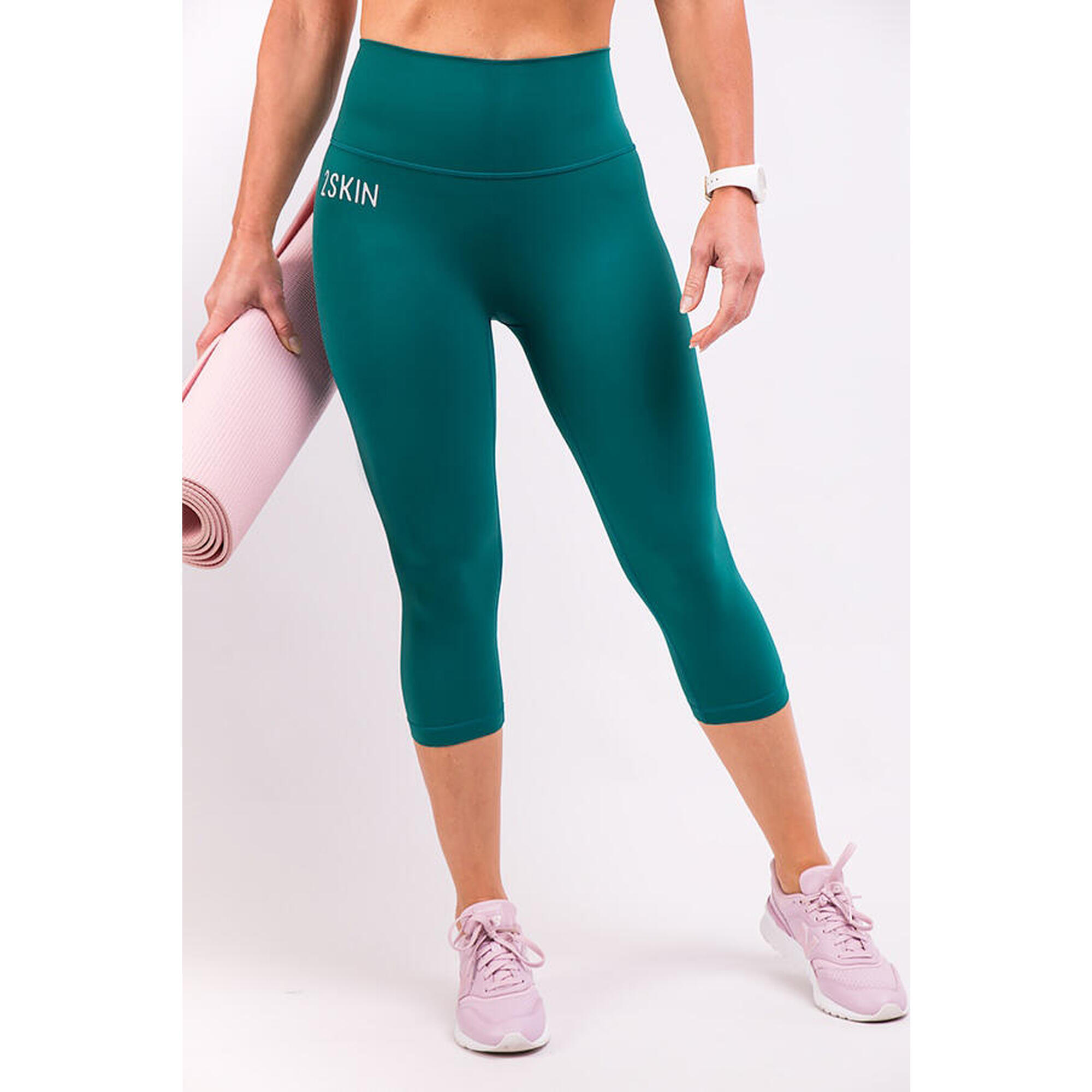 Damskie legginsy 3/4 Running zielone 2skin