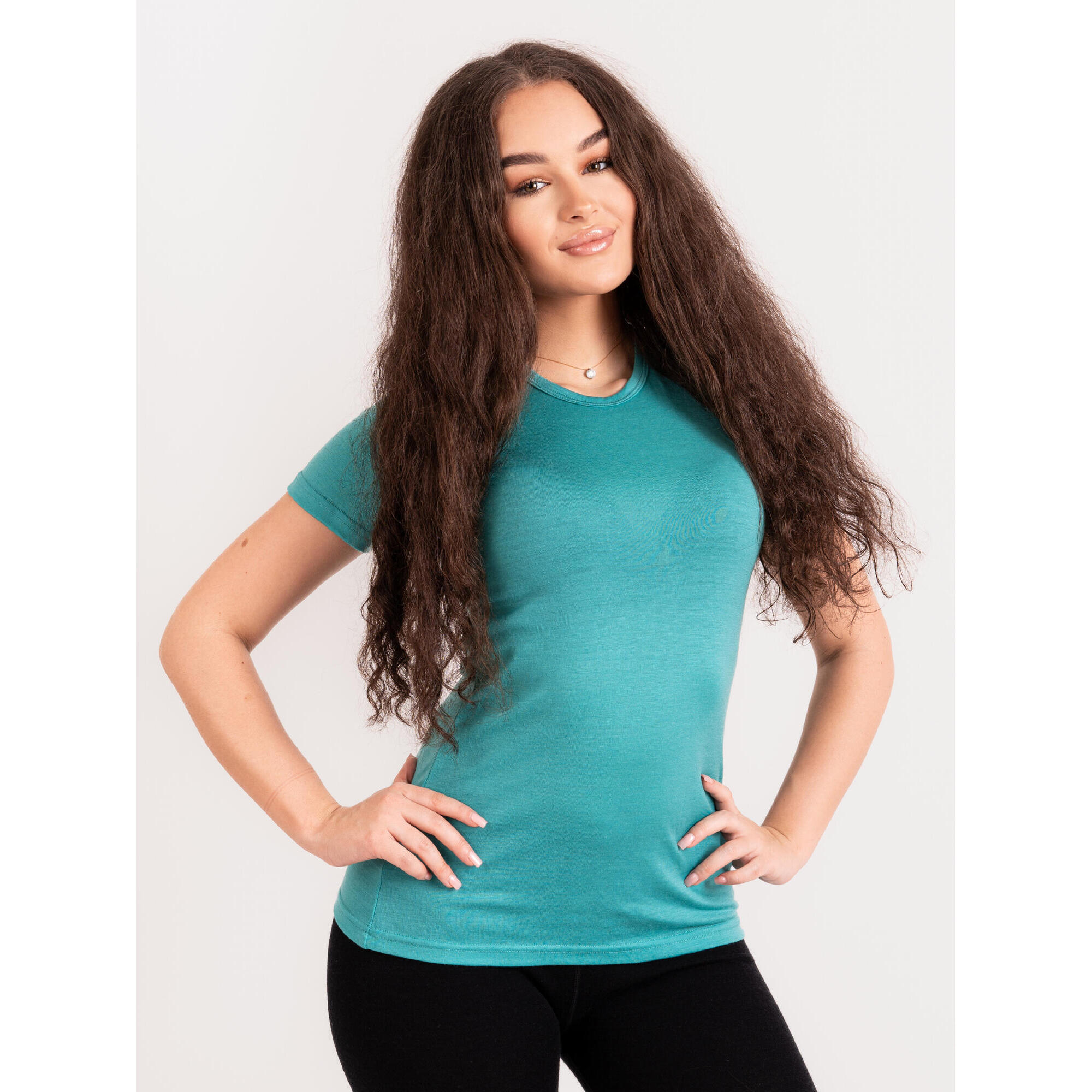 Dámské merino triko s krátkým rukávem Nature, Aqua